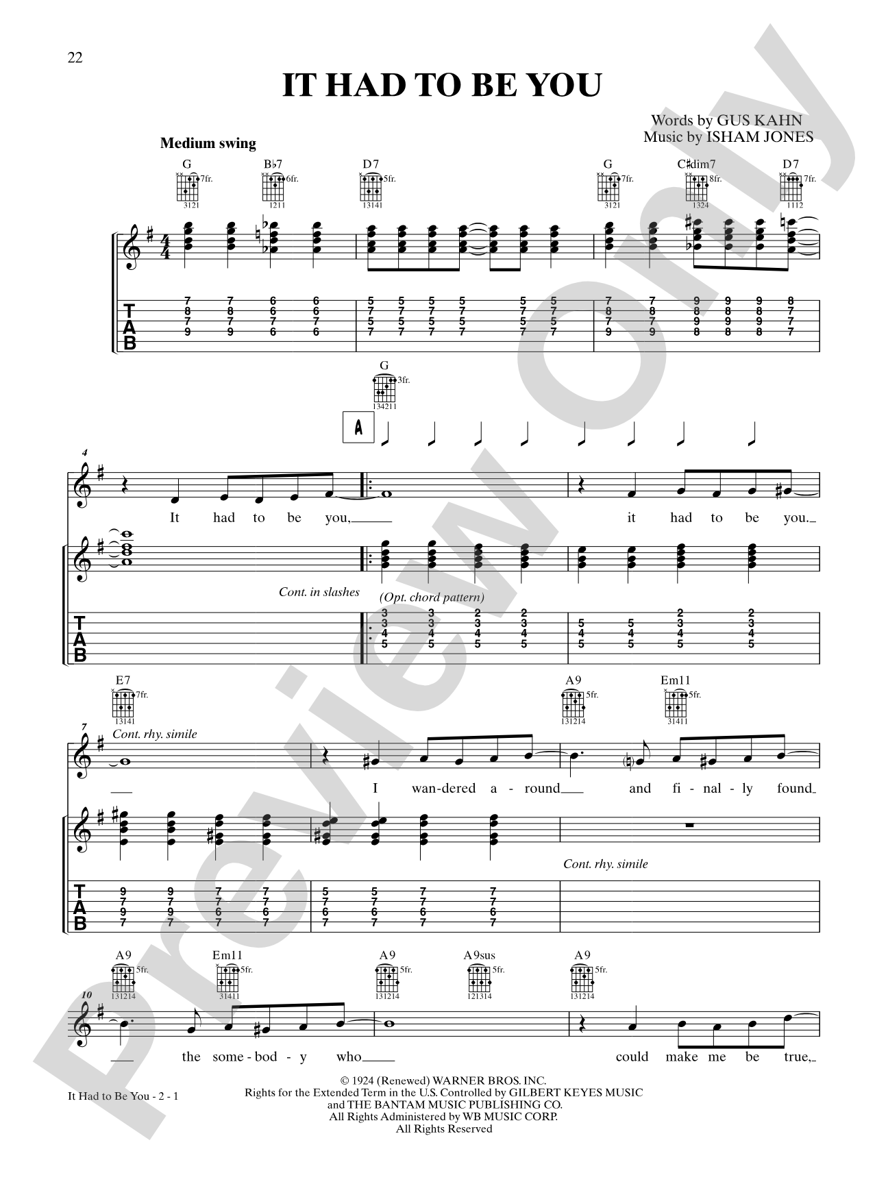 It Had to Be You: Interm./Easy Guitar TAB