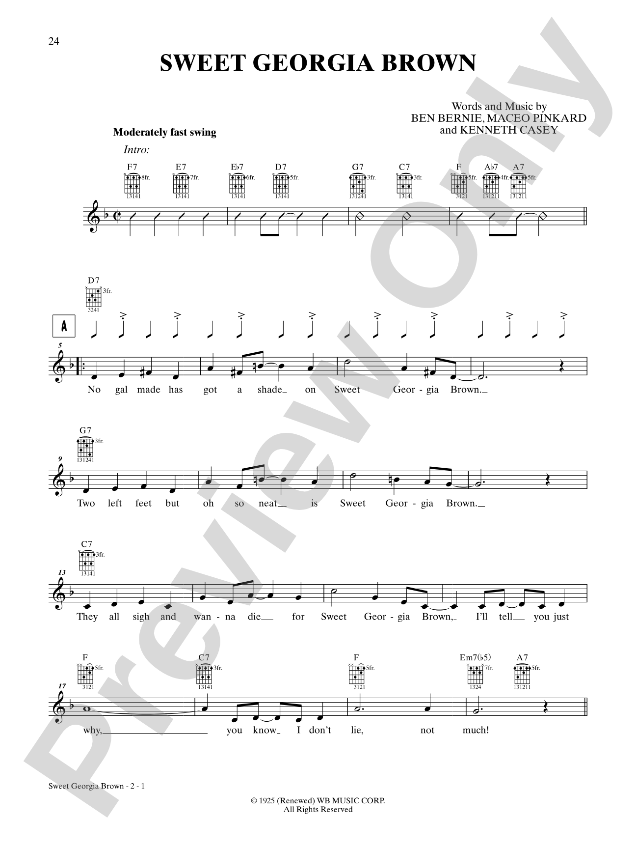 Sweet Georgia Brown: Interm./Easy Guitar TAB