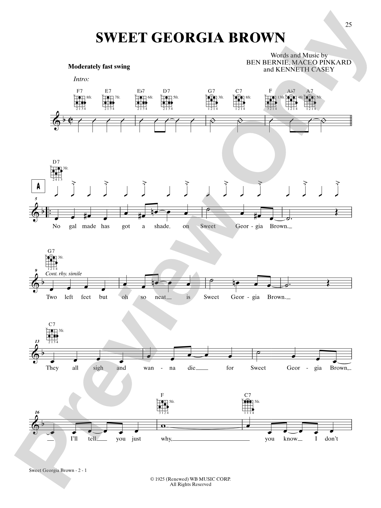 Sweet Georgia Brown: Banjo TAB