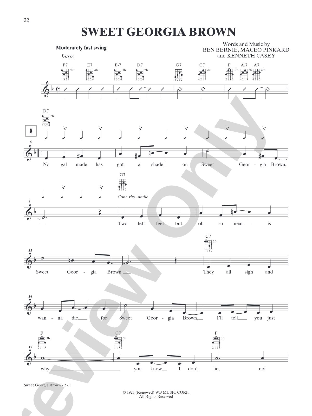 Sweet Georgia Brown: Mandolin TAB