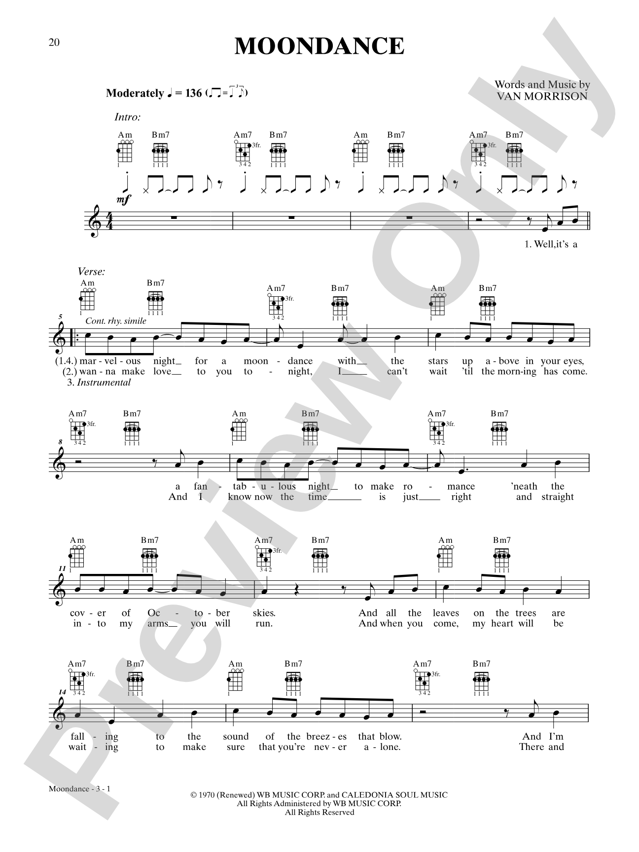 Moondance: Ukulele TAB