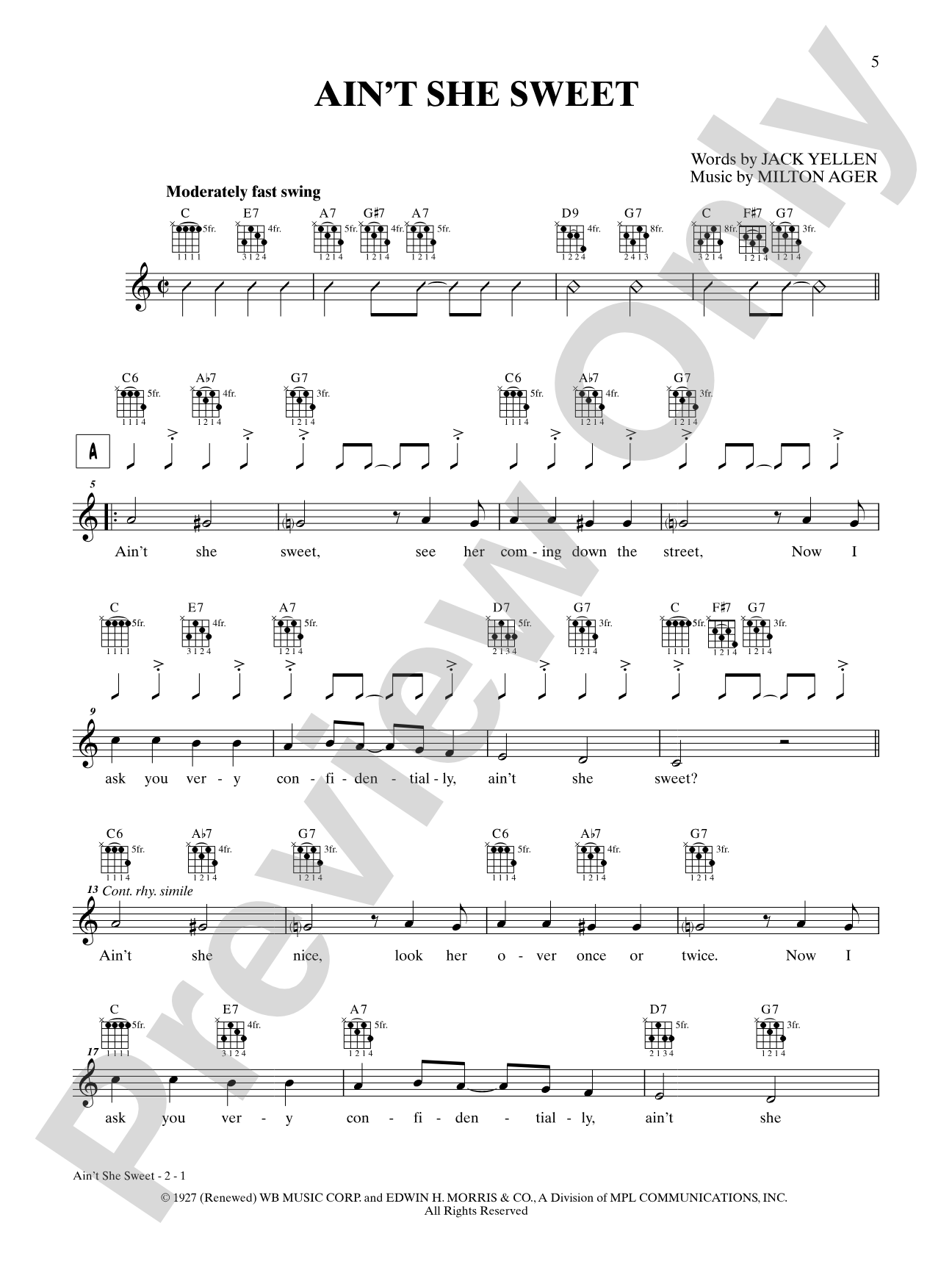 Ain't She Sweet: Banjo TAB
