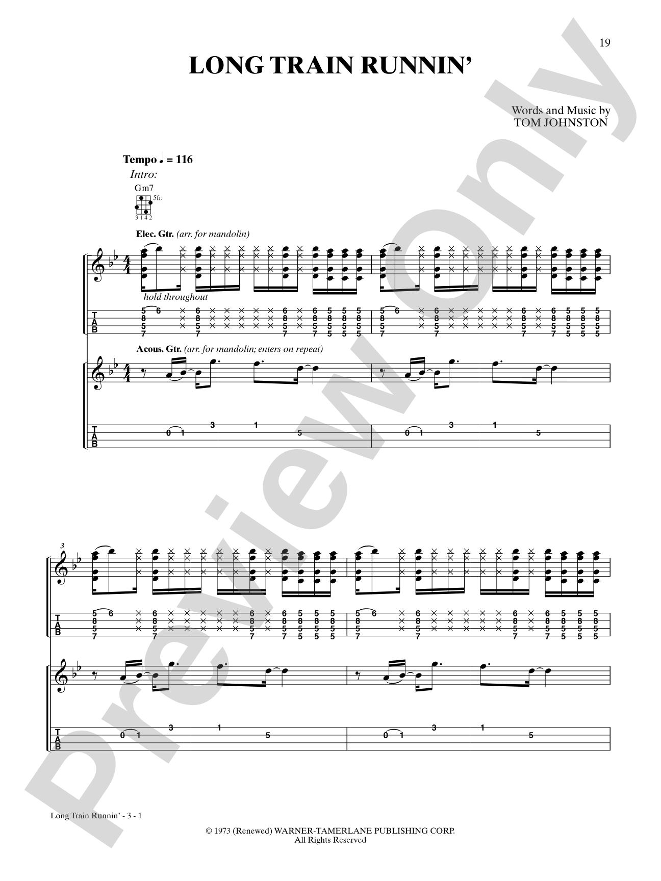 Long Train Runnin': Mandolin TAB