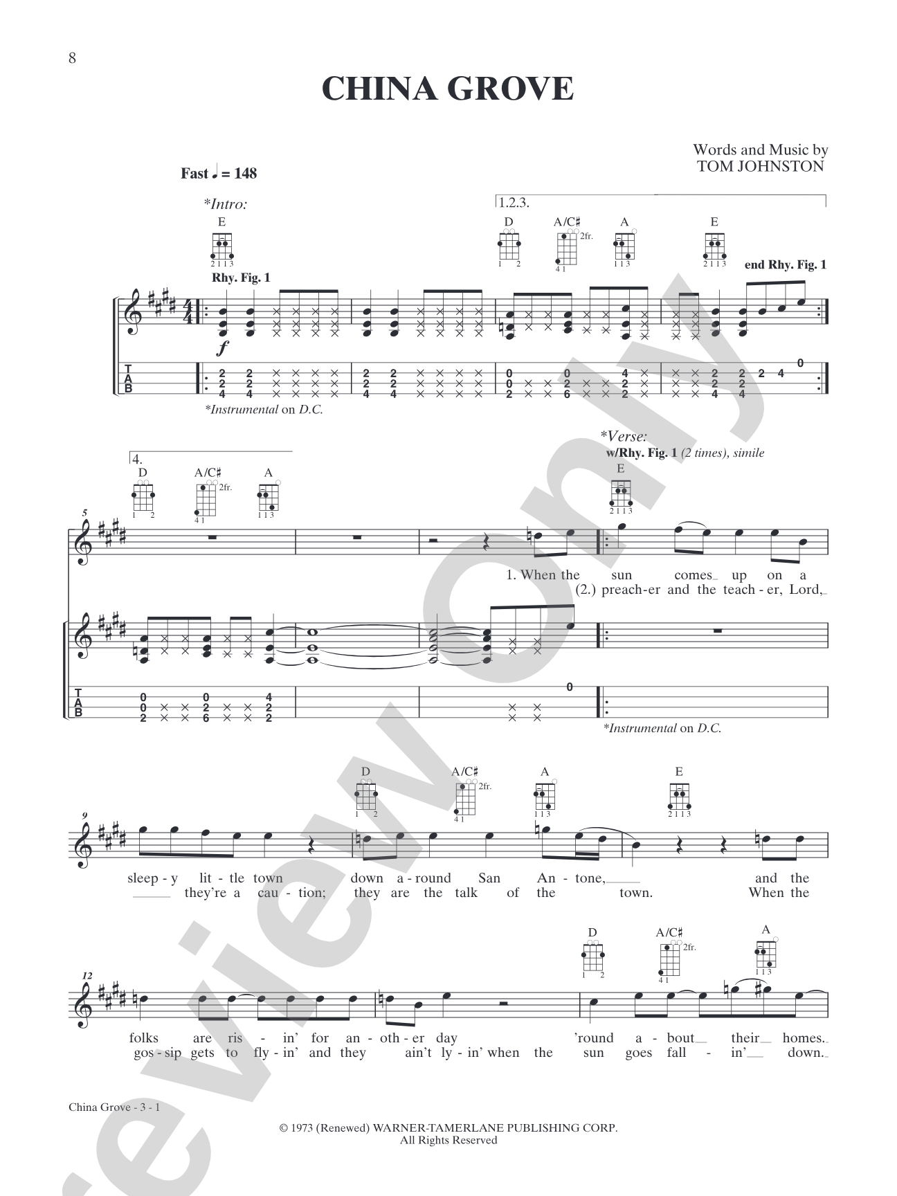 China Grove: Mandolin TAB