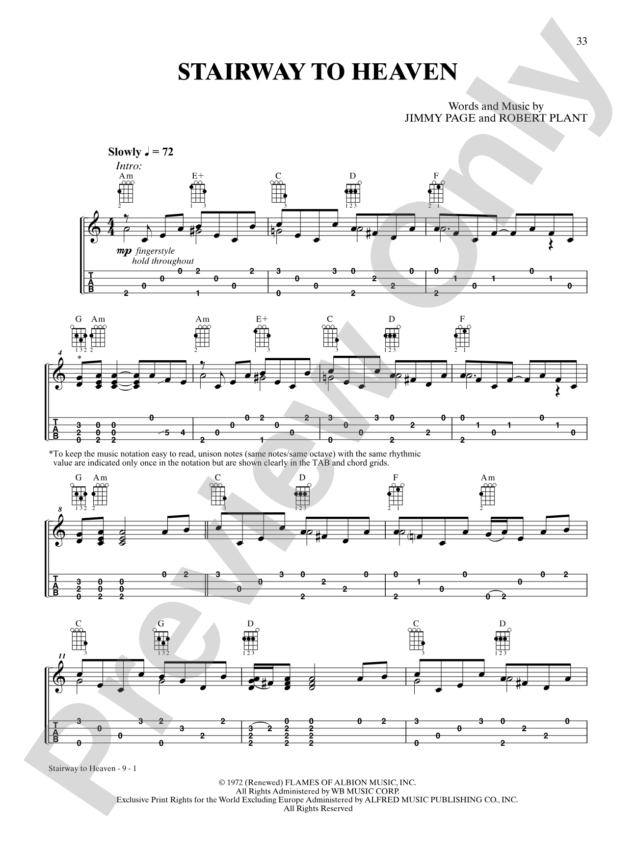 Stairway to Heaven: Ukulele TAB