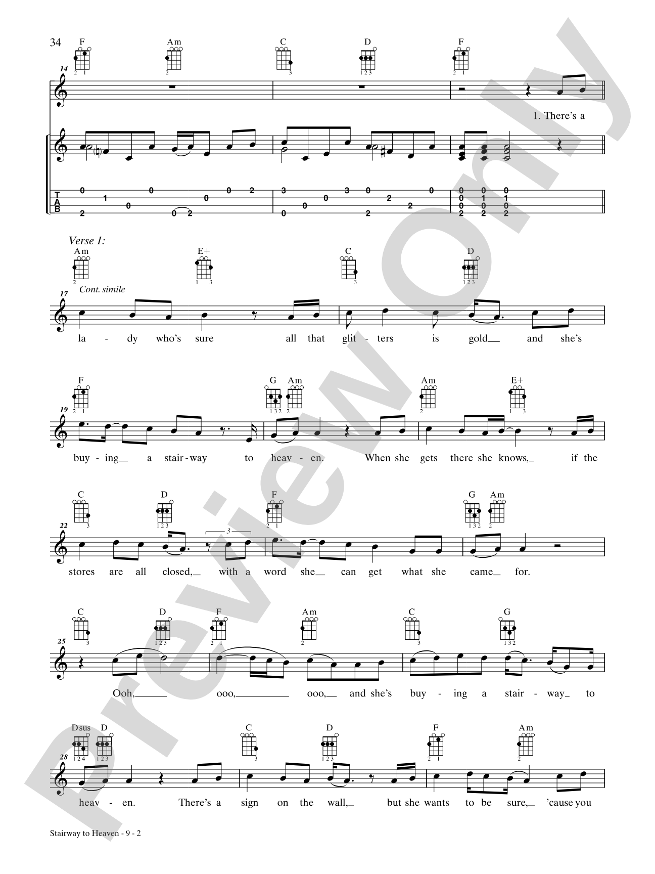Stairway to Heaven: Ukulele TAB