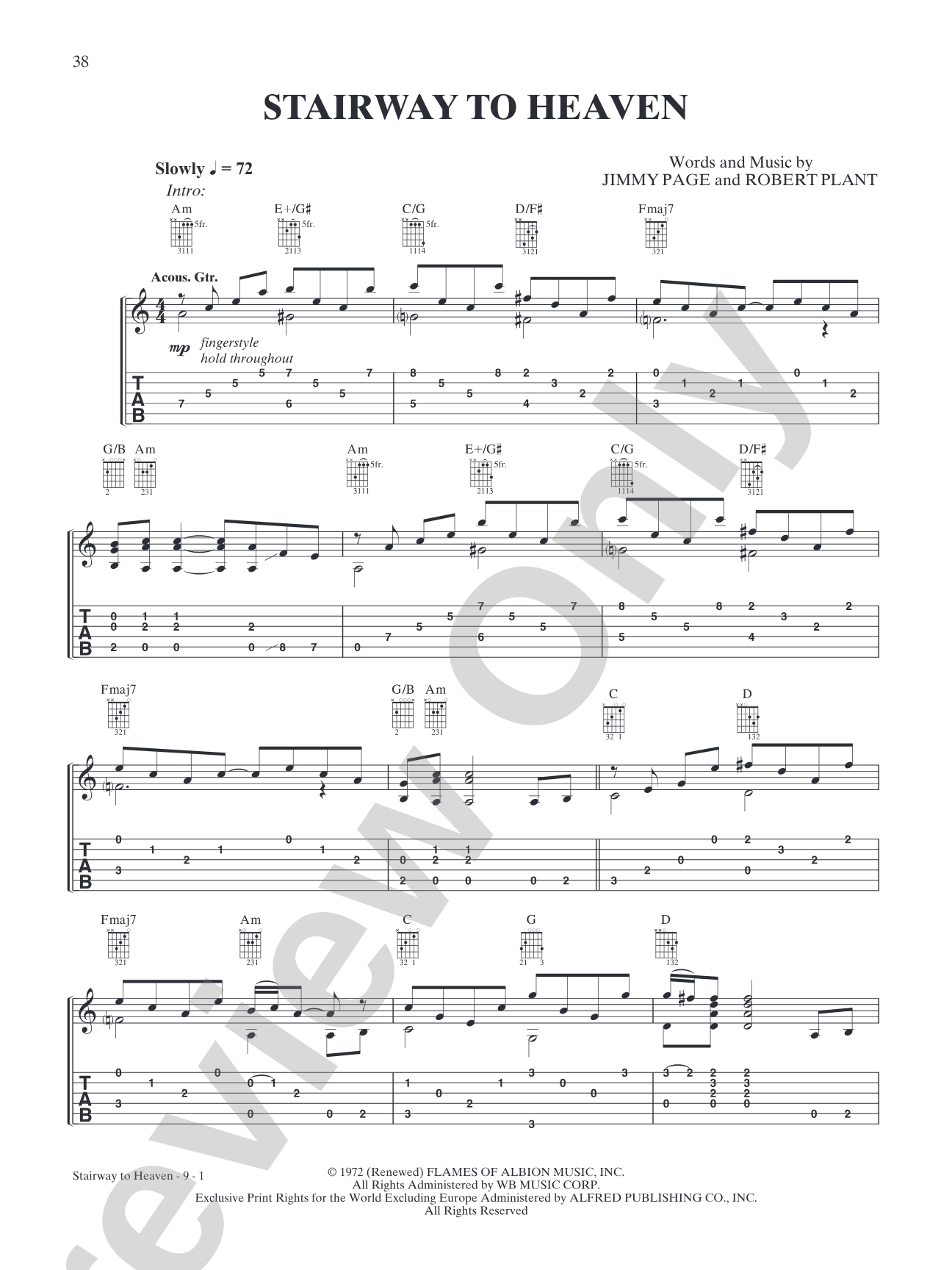 Stairway to Heaven: Interm./Easy Guitar TAB