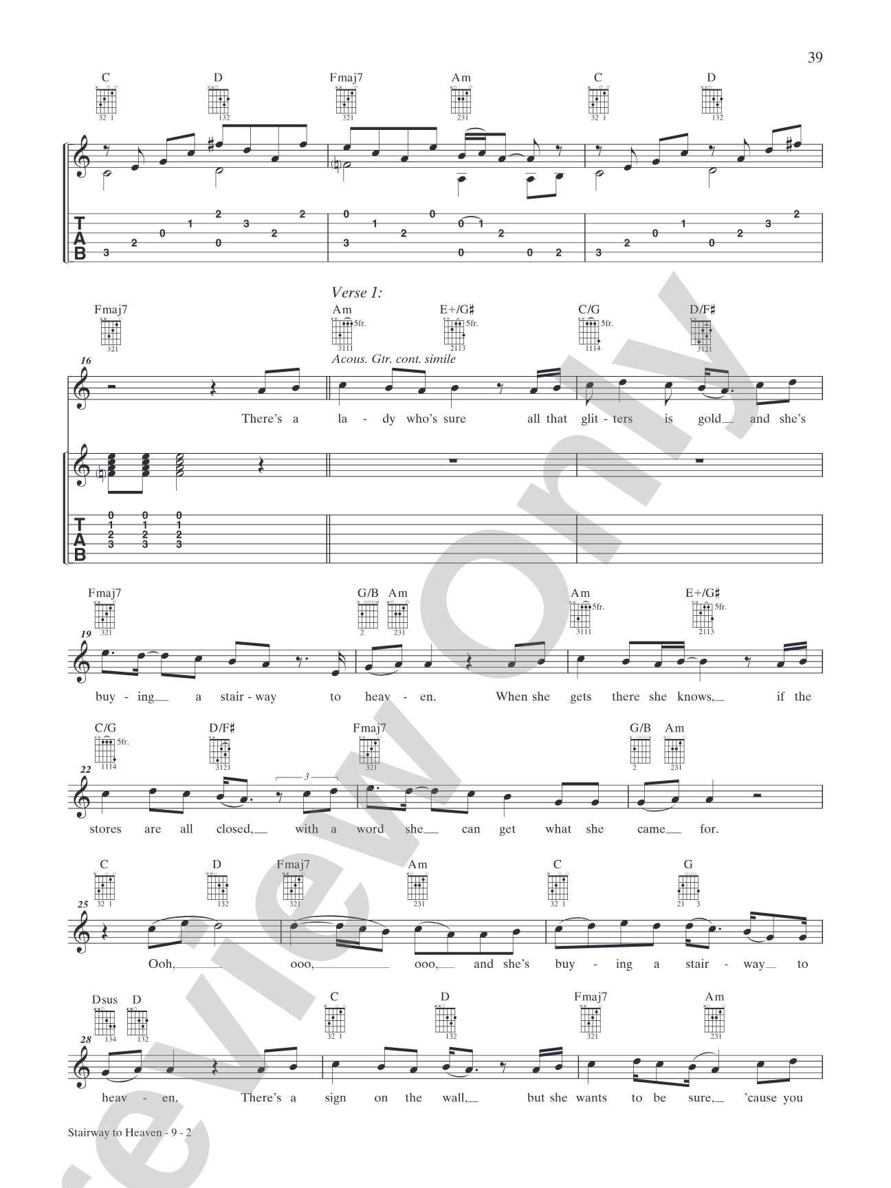 Stairway to Heaven: Interm./Easy Guitar TAB