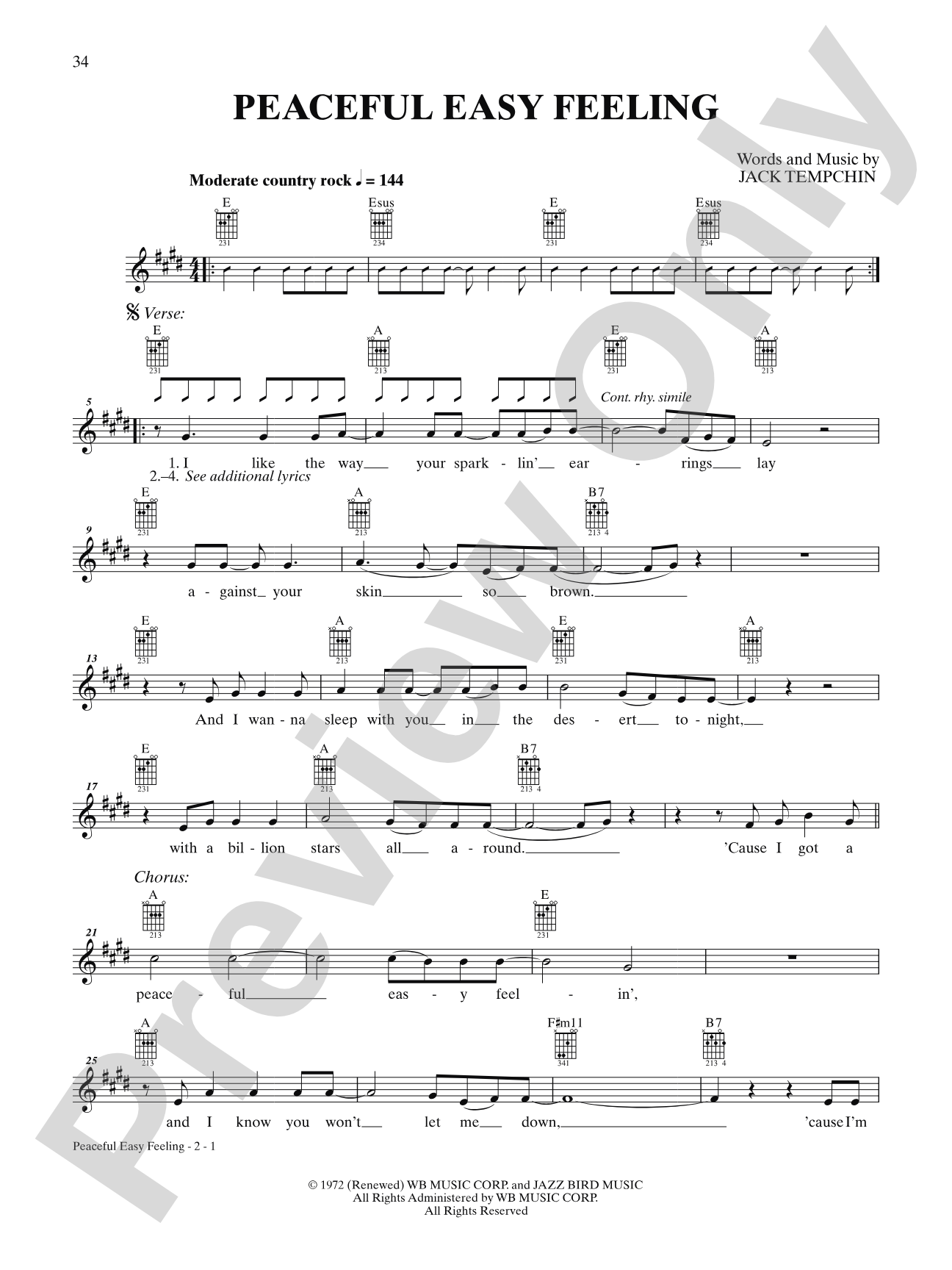 Peaceful Easy Feeling: Interm./Easy Guitar TAB