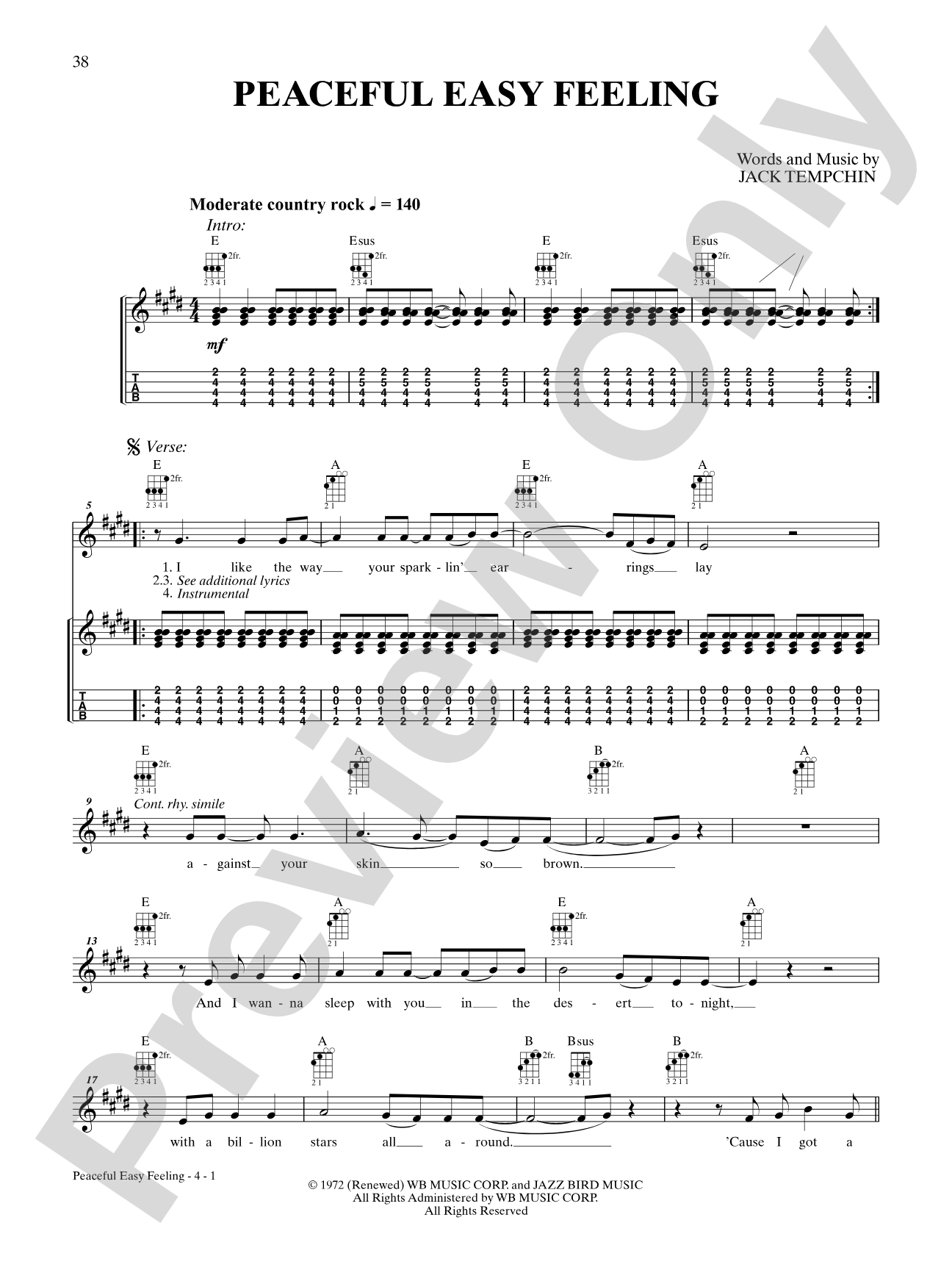 Peaceful Easy Feeling: Ukulele TAB