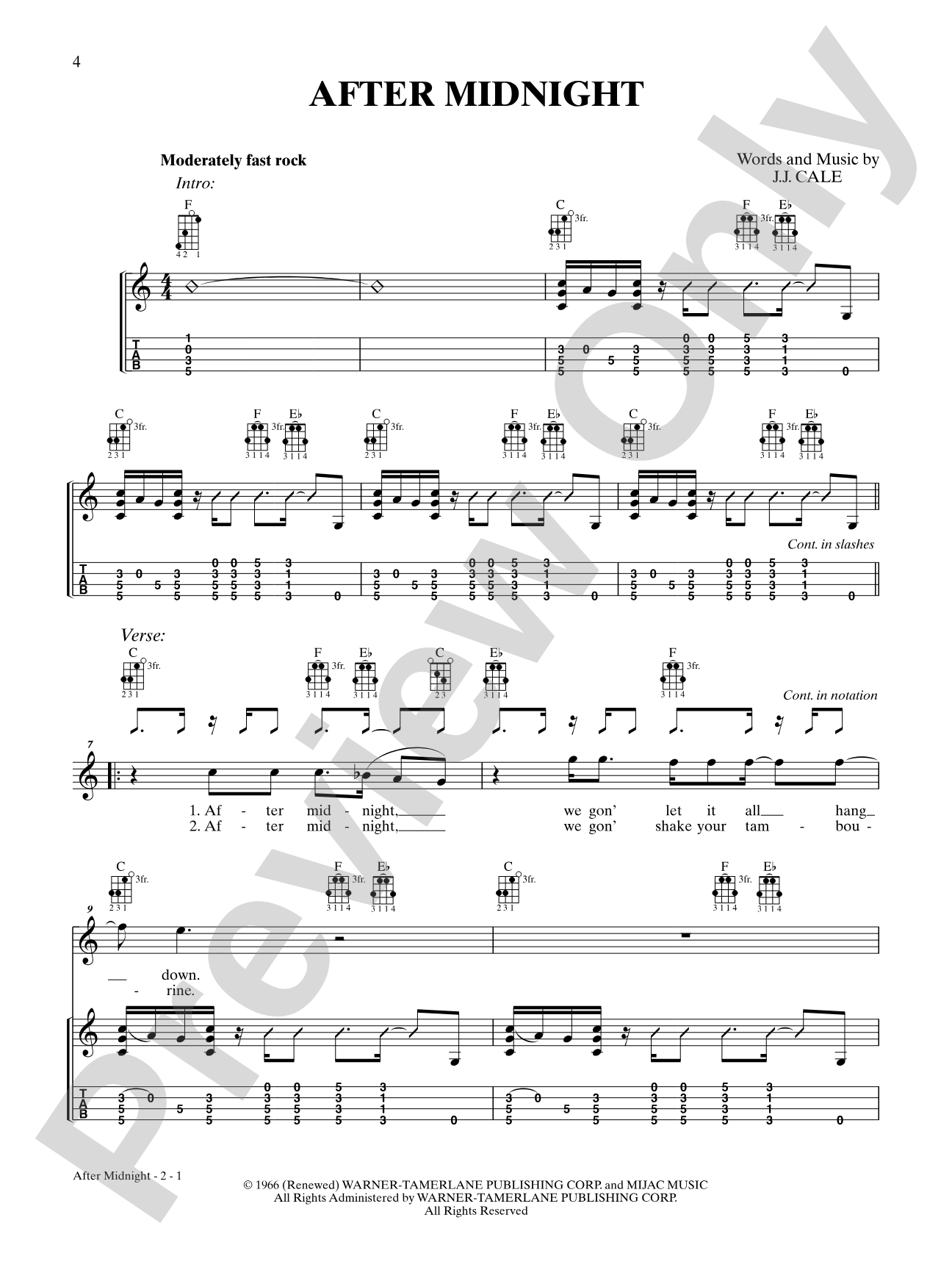 After Midnight: Mandolin TAB