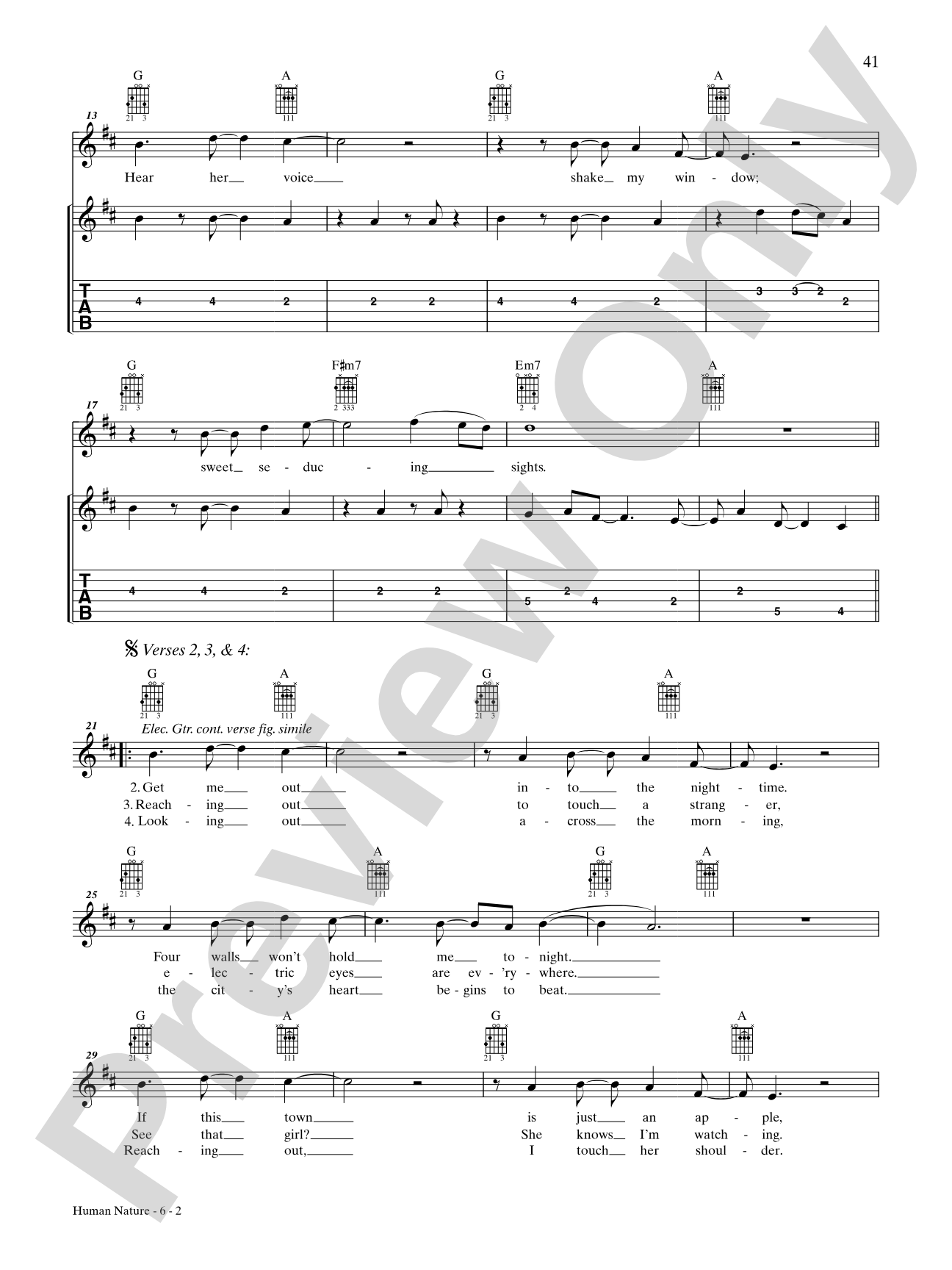 Human Nature: Interm./Easy Guitar TAB