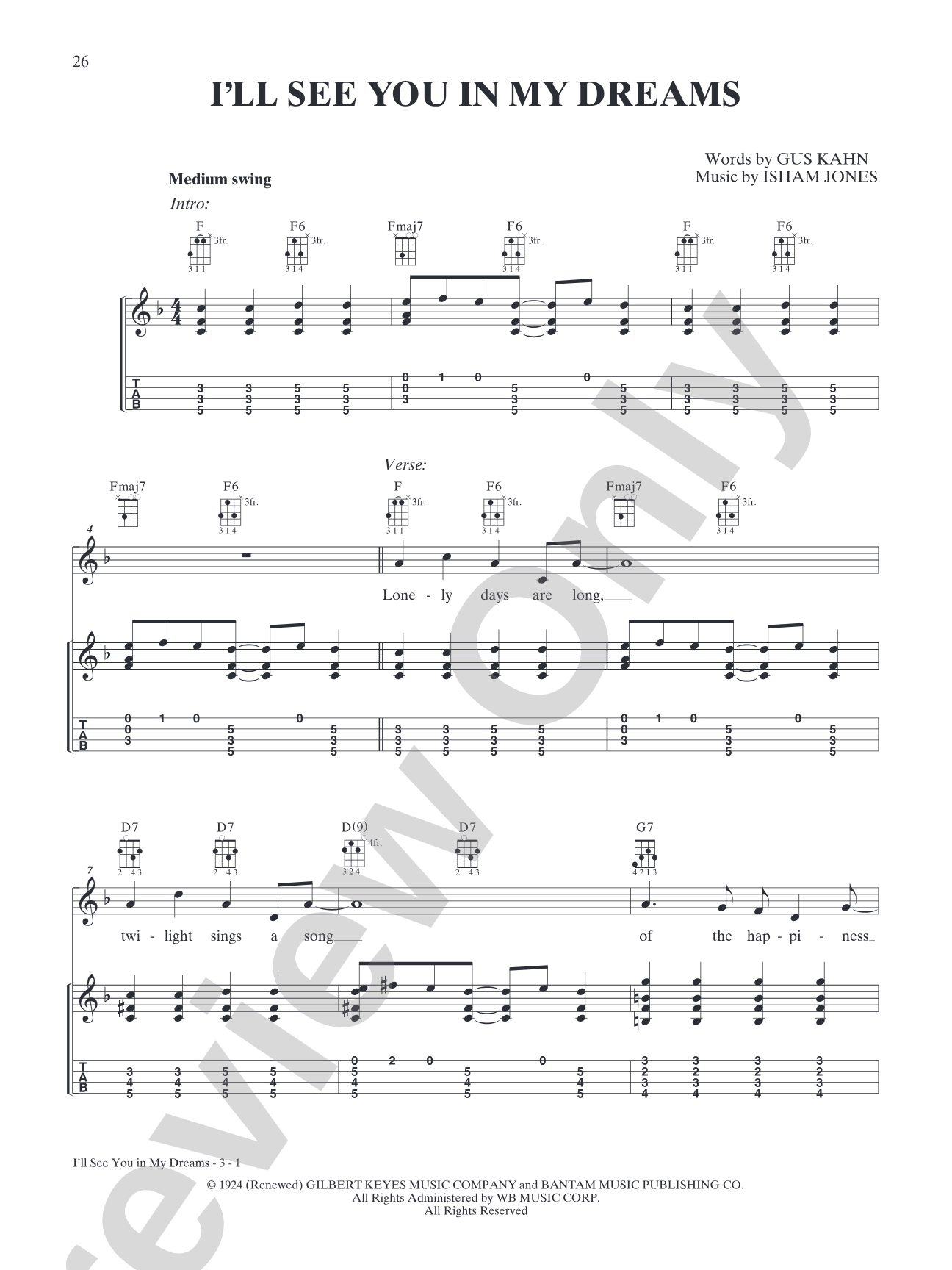 I'll See You in My Dreams: Mandolin TAB