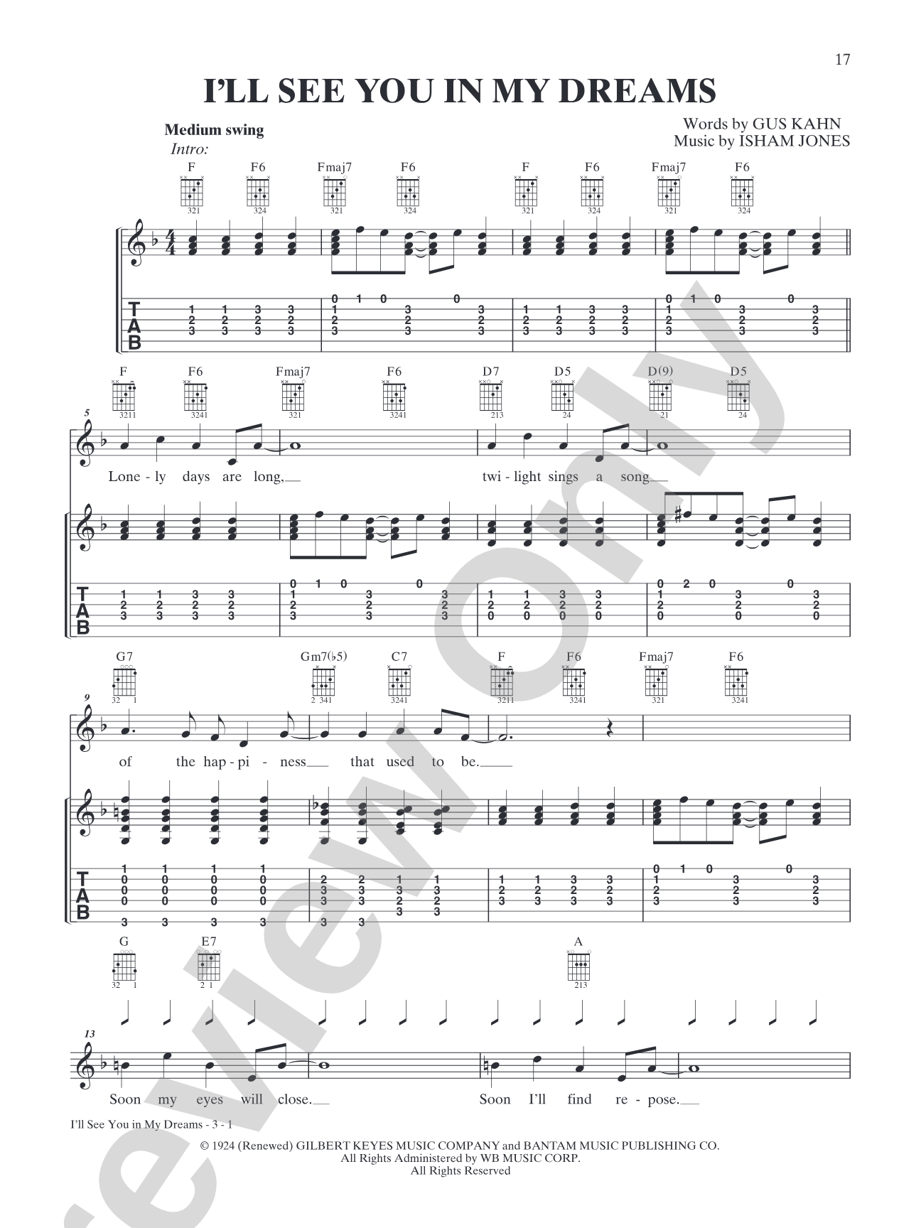 I'll See You in My Dreams: Interm./Easy Guitar TAB