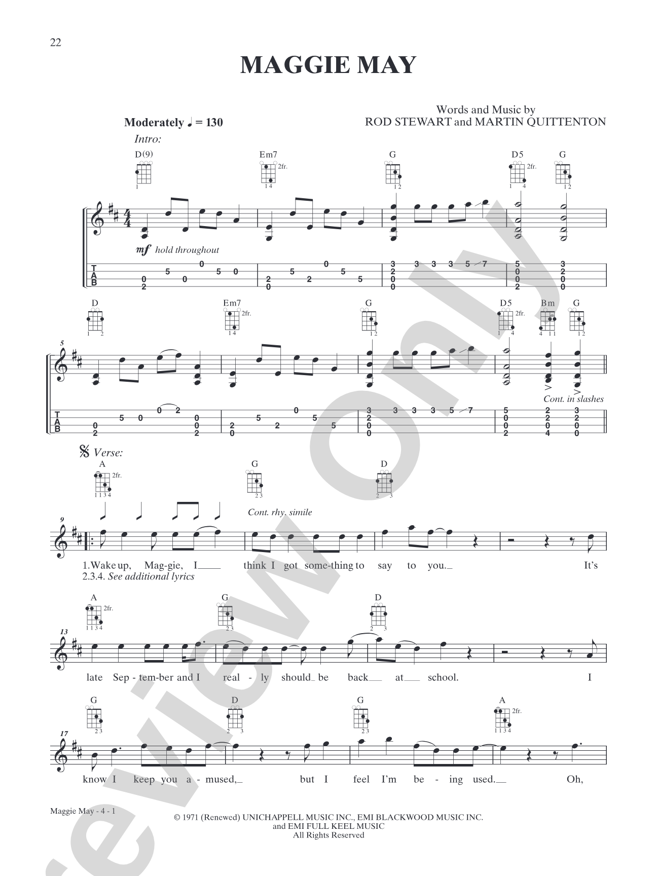 Maggie May: Mandolin TAB