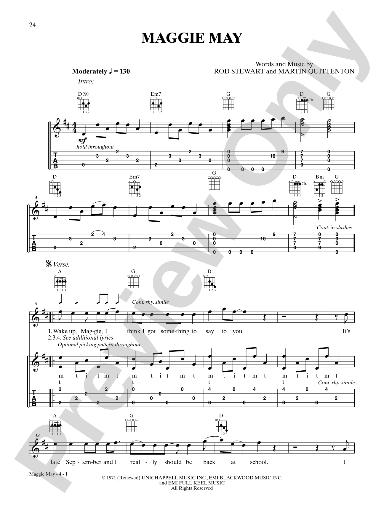 Maggie May: Banjo TAB