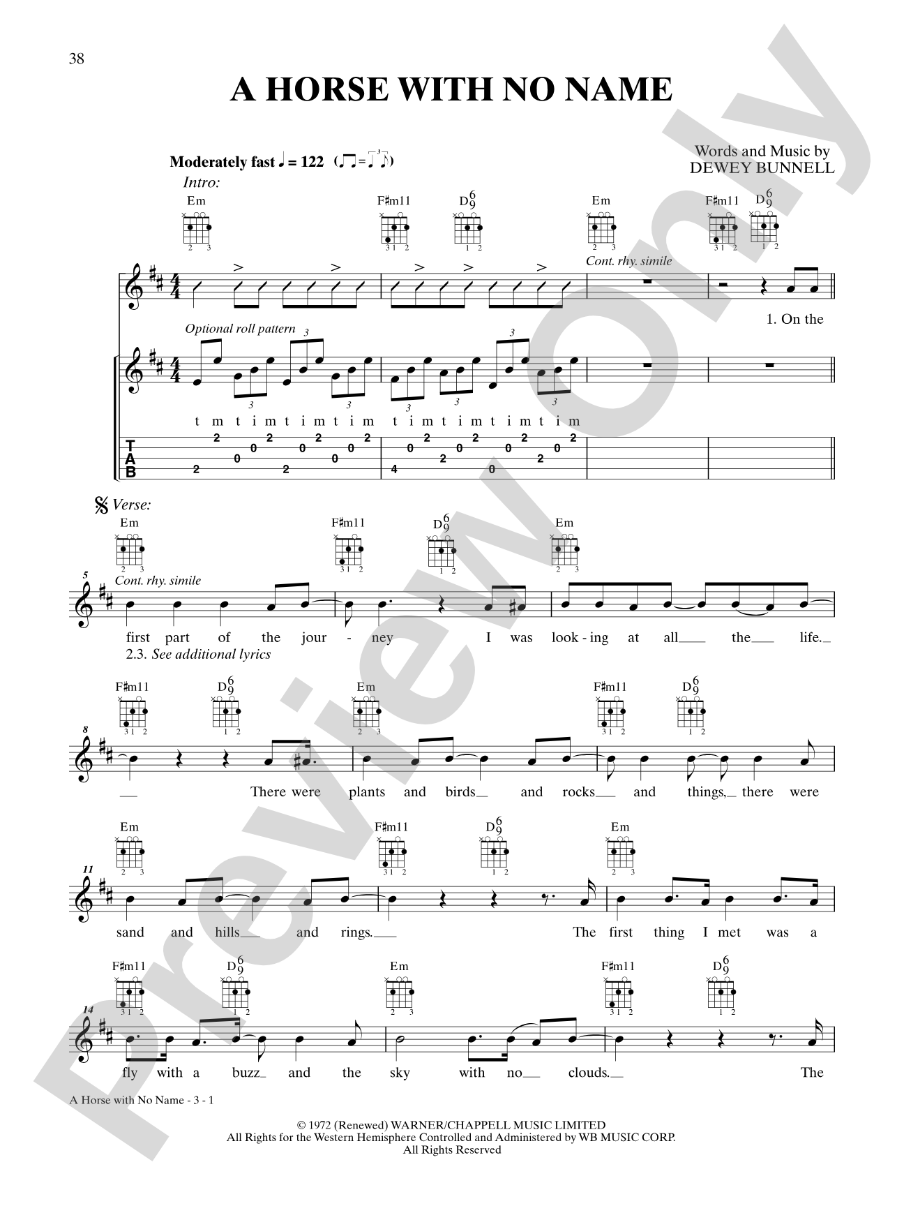 Horse With No Name: Banjo TAB