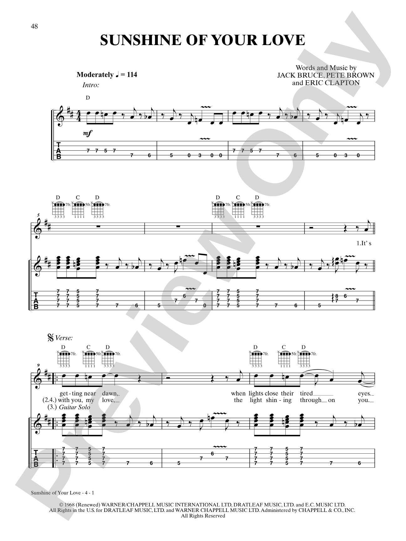 Sunshine of Your Love: Banjo TAB