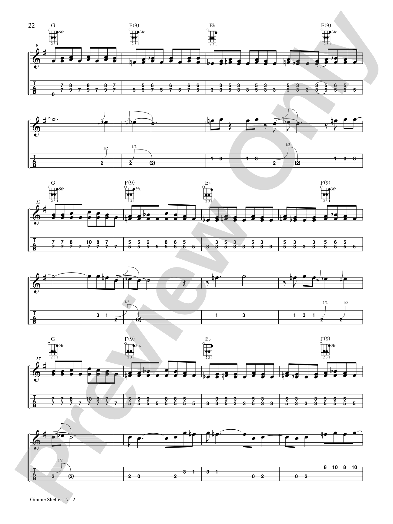 Gimme Shelter: Ukulele TAB