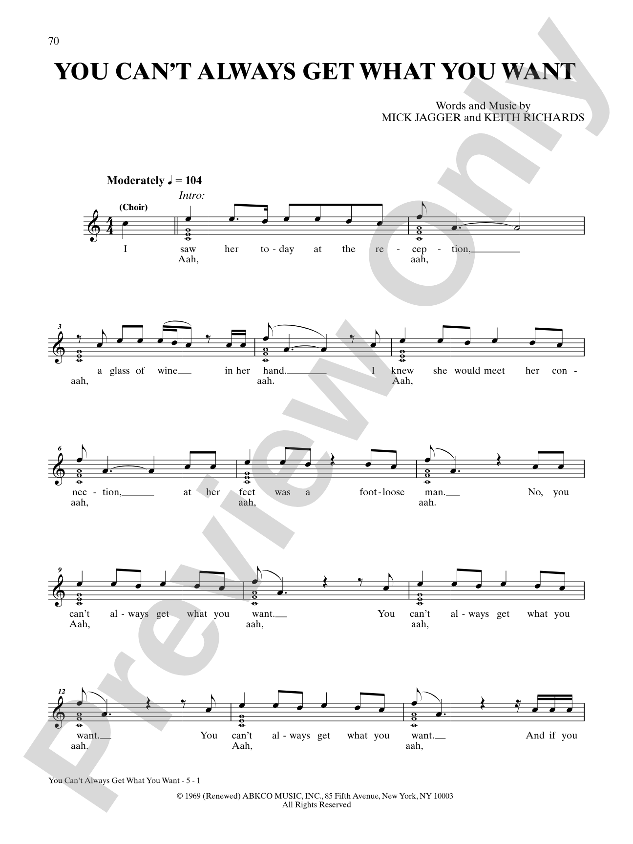 You Can't Always Get What You Want: Ukulele TAB