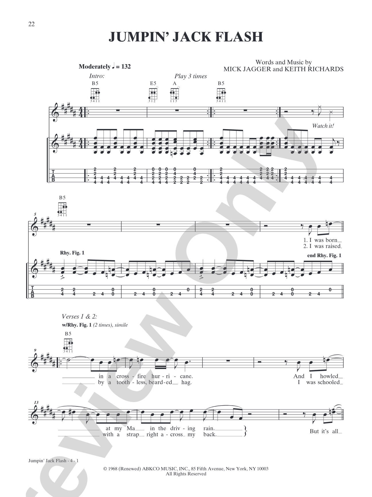 Jumpin' Jack Flash: Mandolin TAB