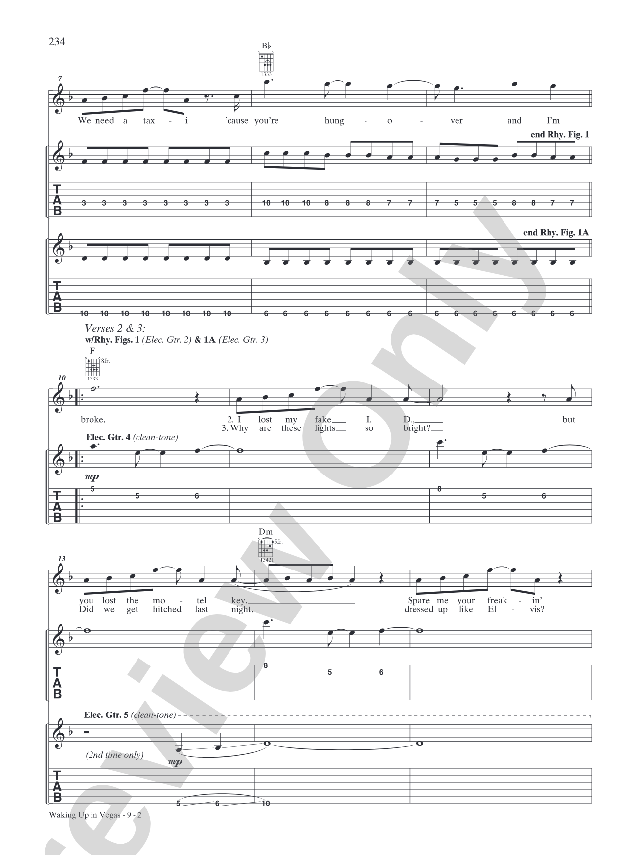 Waking Up in Vegas: Authentic Guitar TAB