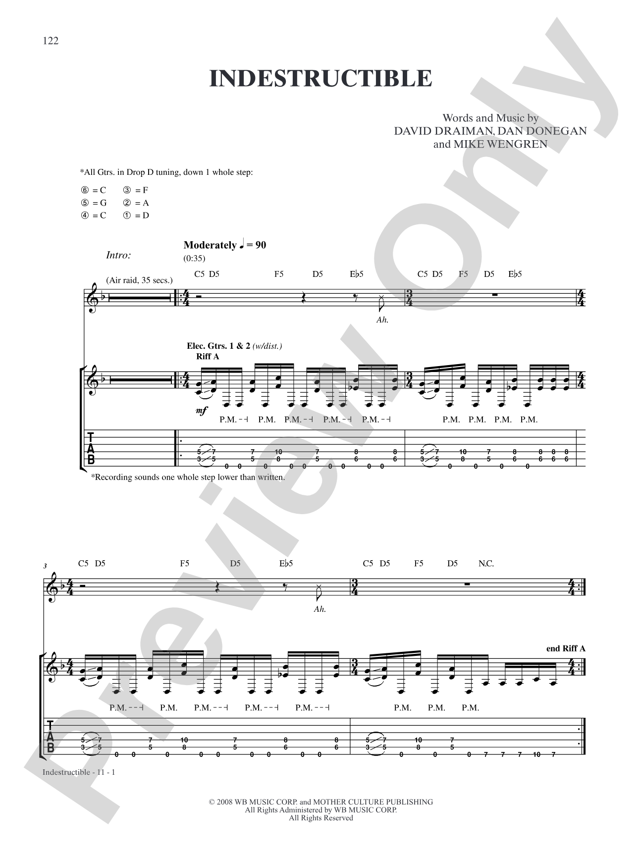 Indestructible: Authentic Guitar TAB