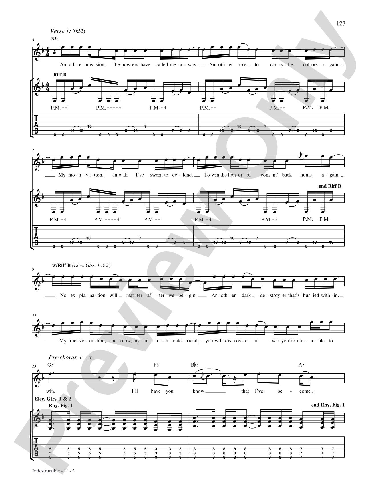 Indestructible: Authentic Guitar TAB