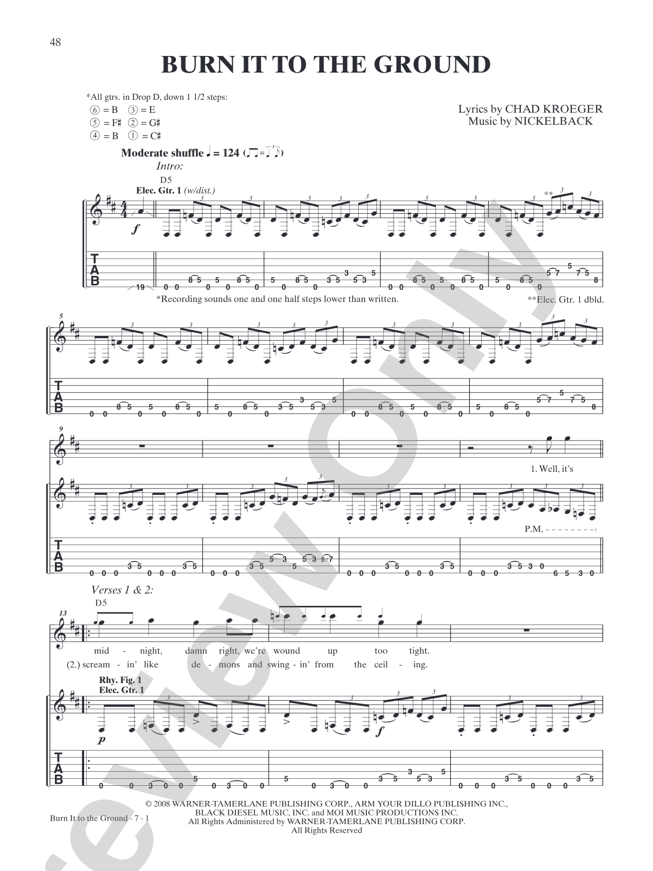 Burn It to the Ground: Authentic Guitar TAB
