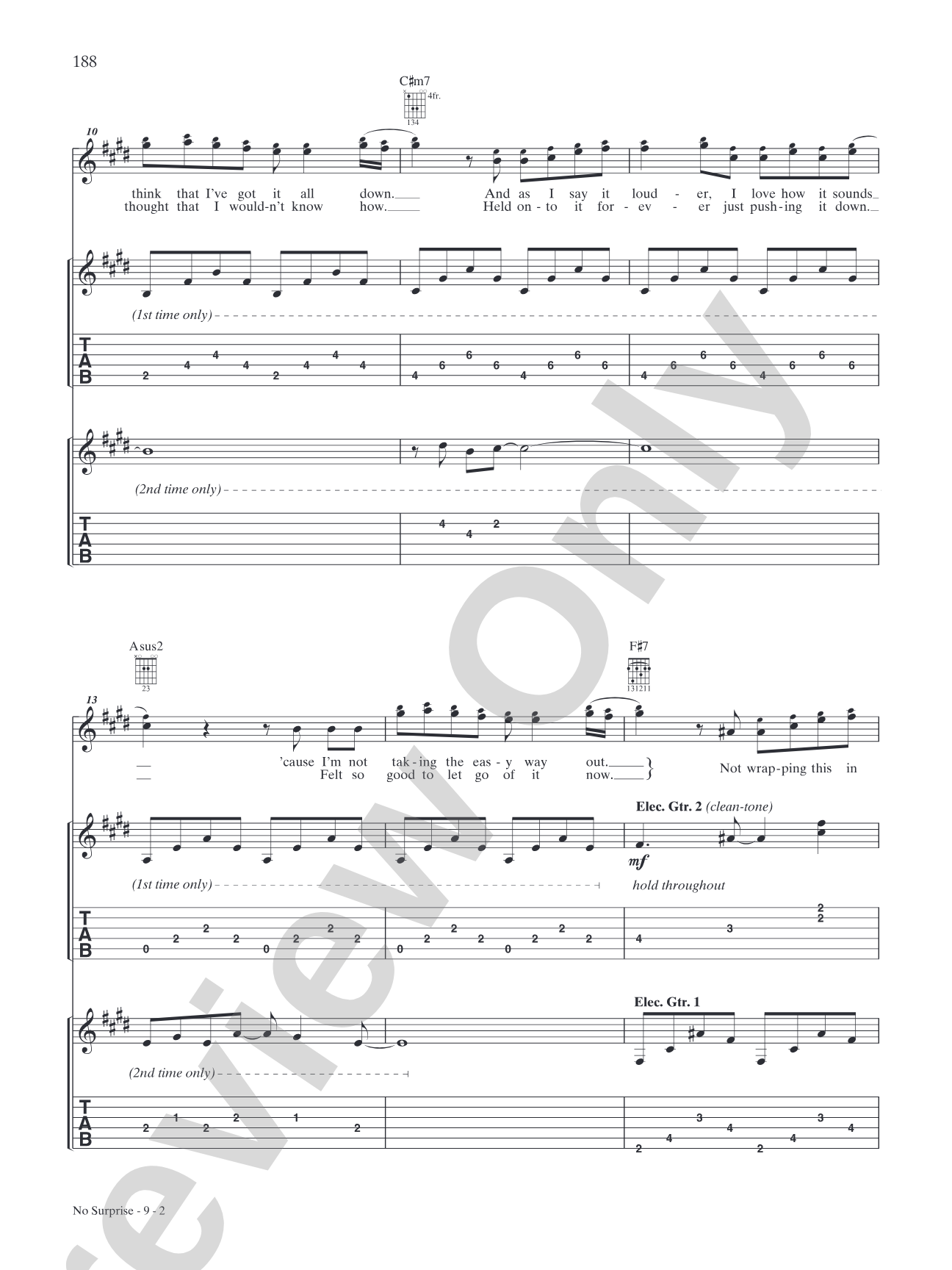 No Surprise: Authentic Guitar TAB