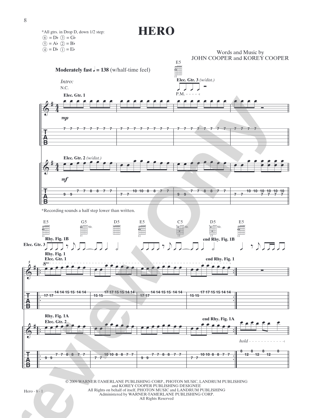 Hero: Authentic Guitar TAB