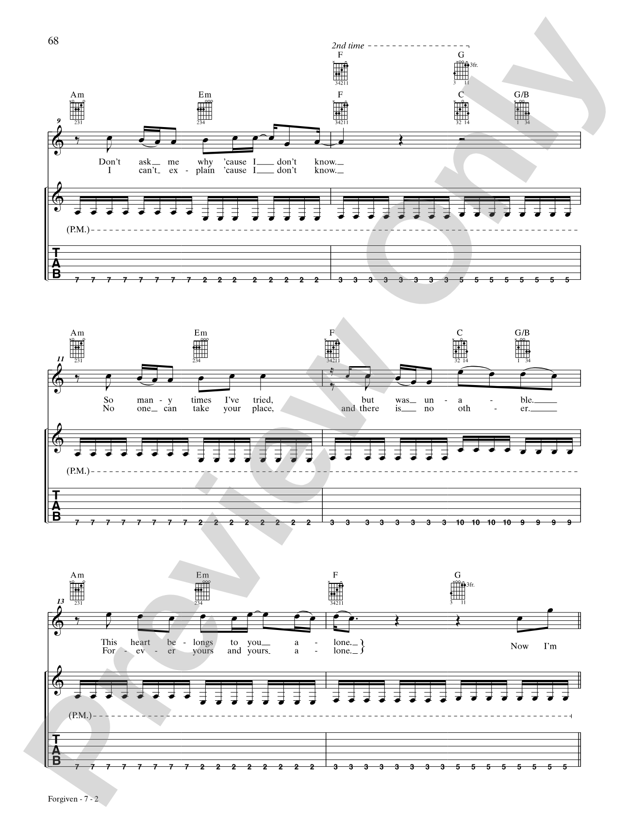 Forgiven: Authentic Guitar TAB