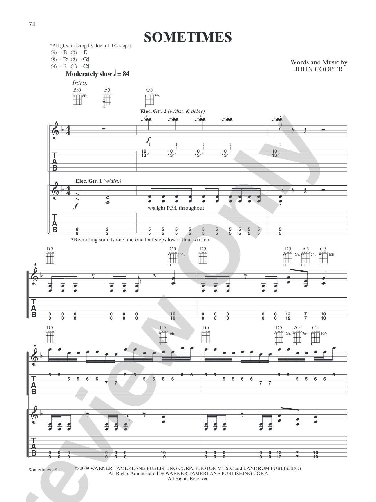 Sometimes: Authentic Guitar TAB