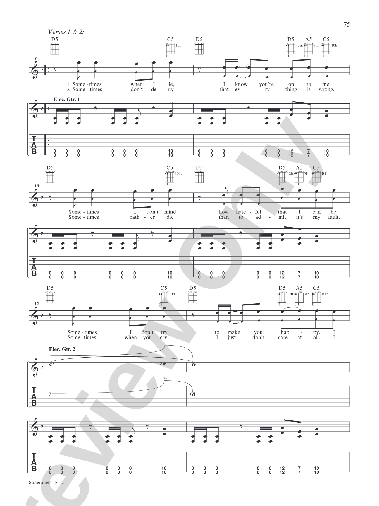 Sometimes: Authentic Guitar TAB