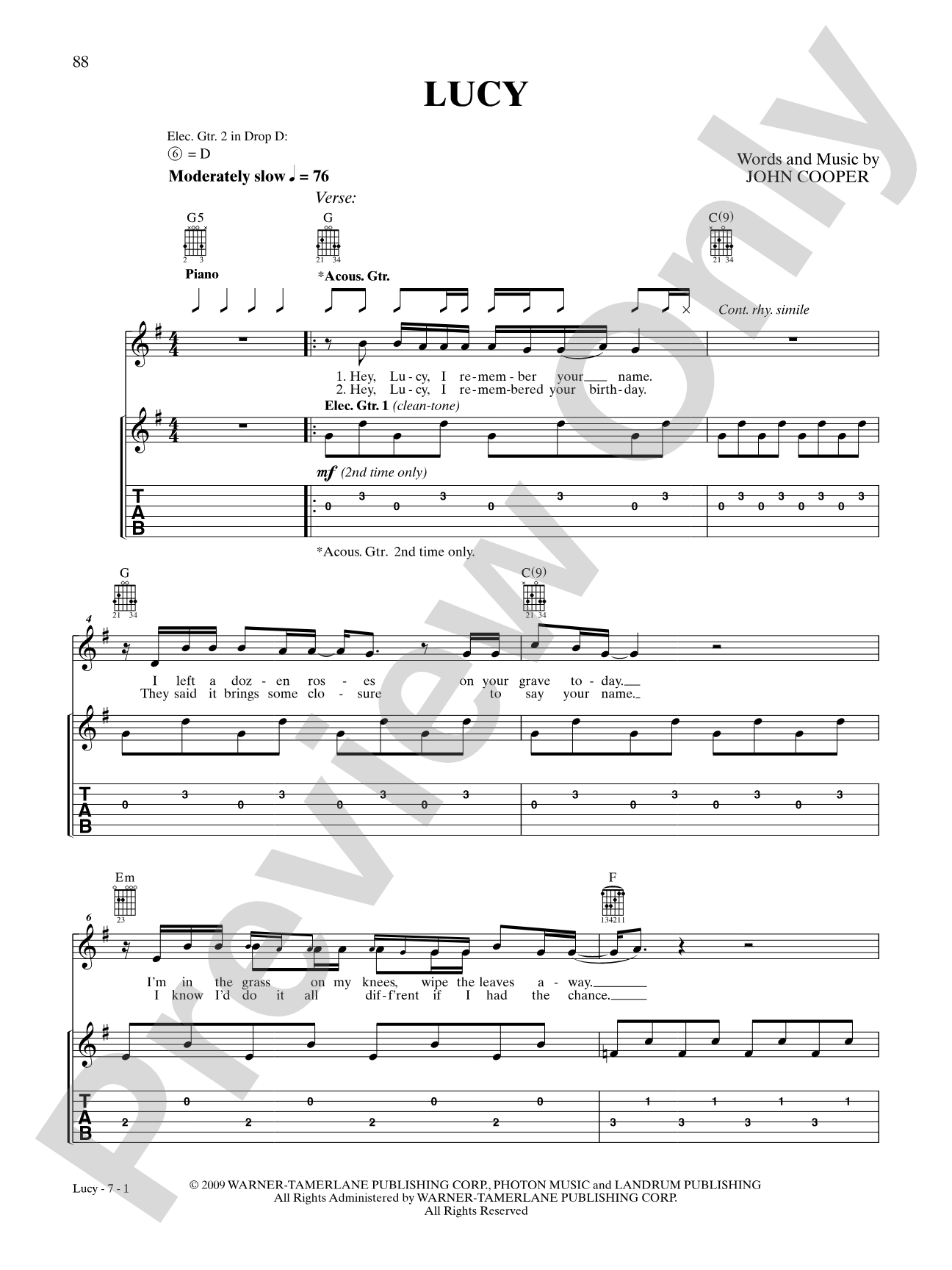 Lucy: Authentic Guitar TAB