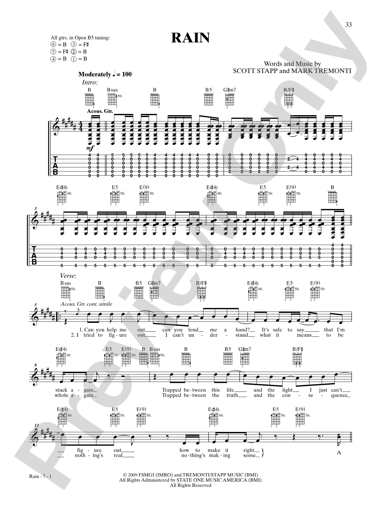Rain: Authentic Guitar TAB