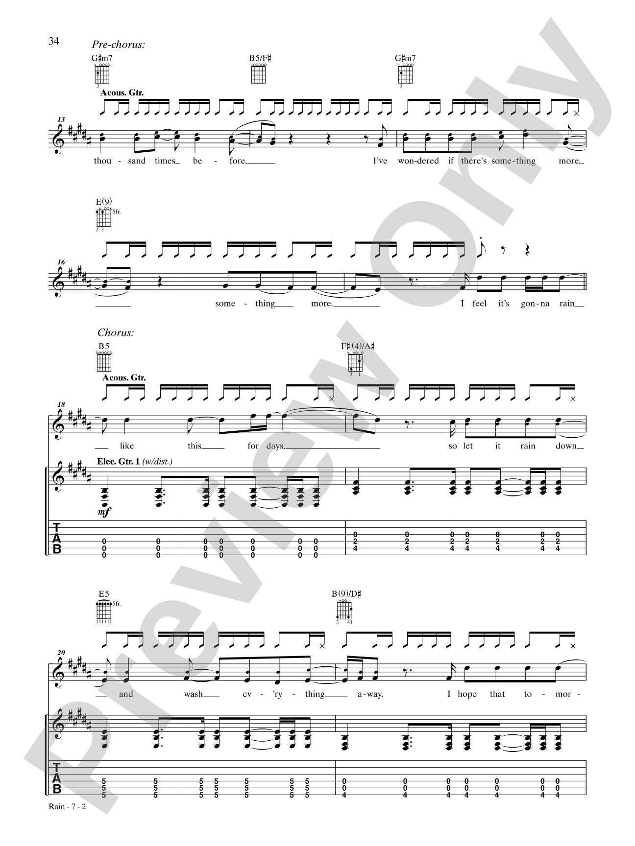 Rain: Authentic Guitar TAB