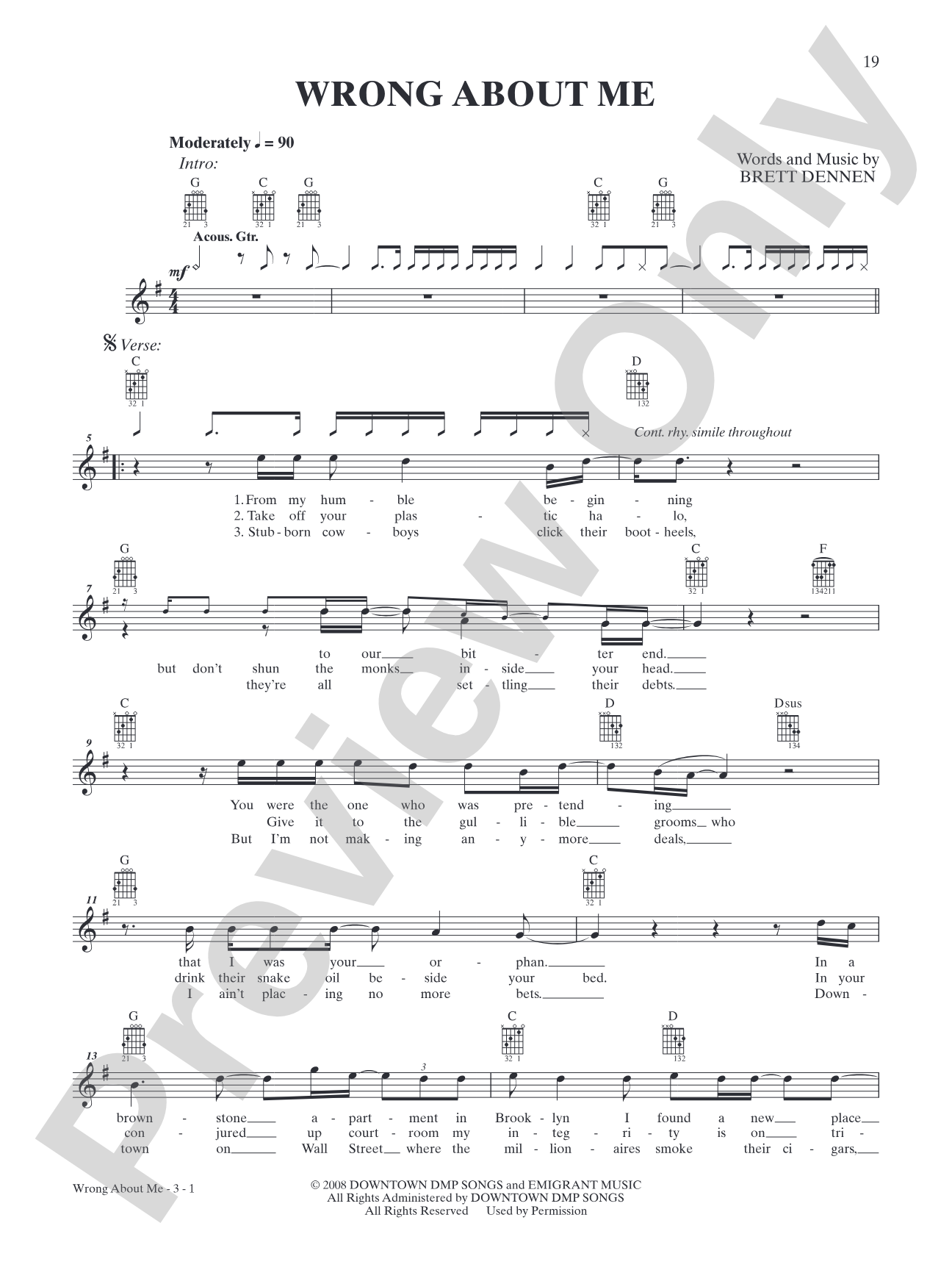 Wrong About Me: Authentic Guitar TAB