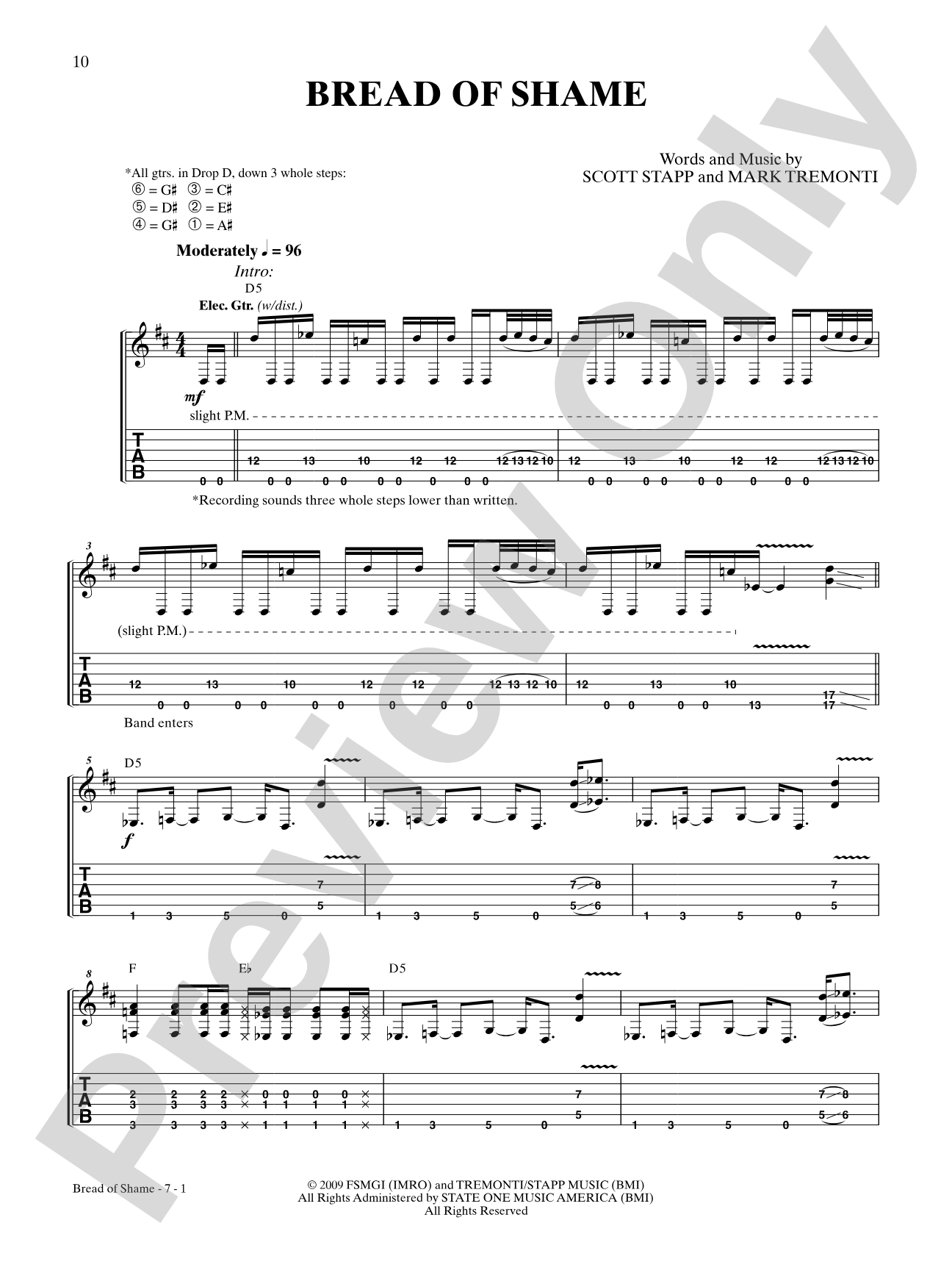 Bread of Shame: Authentic Guitar TAB