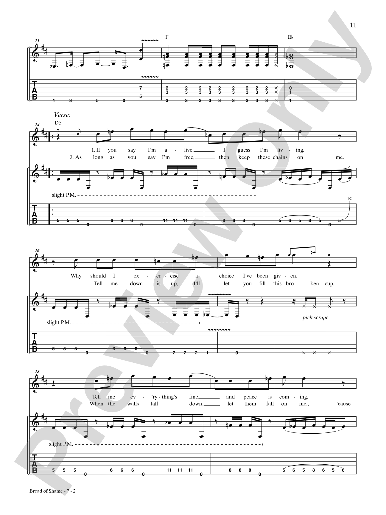 Bread of Shame: Authentic Guitar TAB