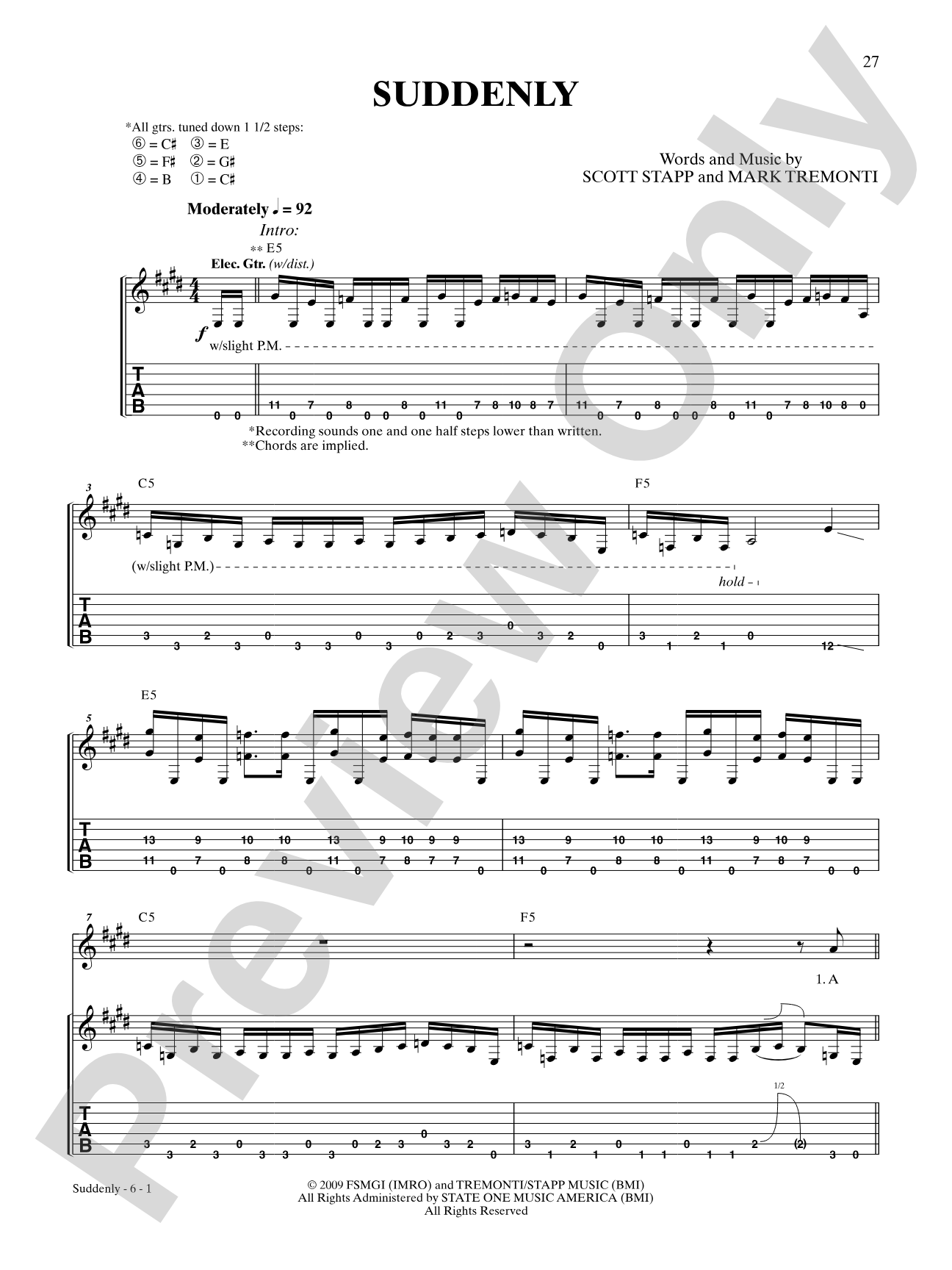 Suddenly: Authentic Guitar TAB