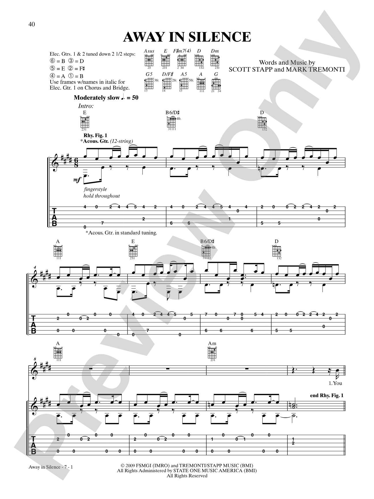 Away in Silence: Authentic Guitar TAB