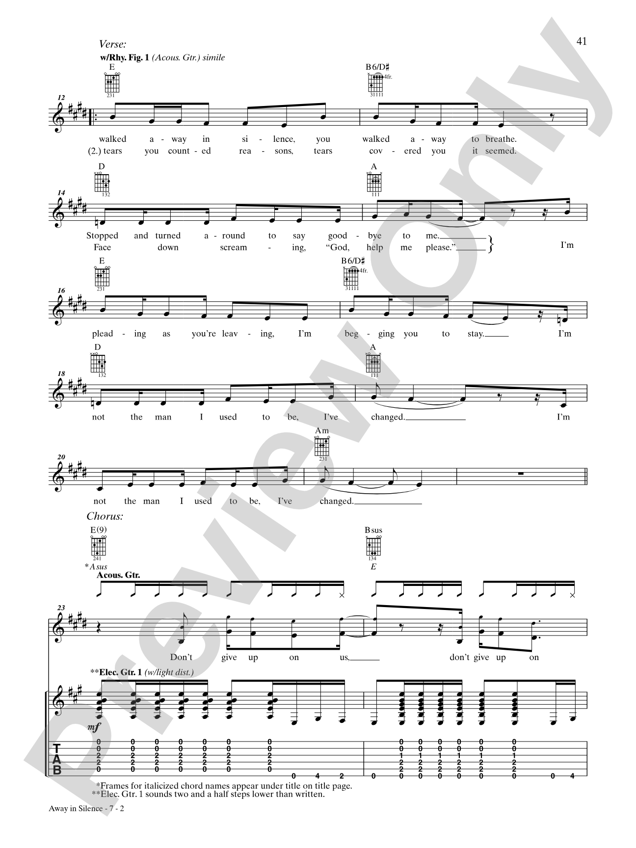 Away in Silence: Authentic Guitar TAB