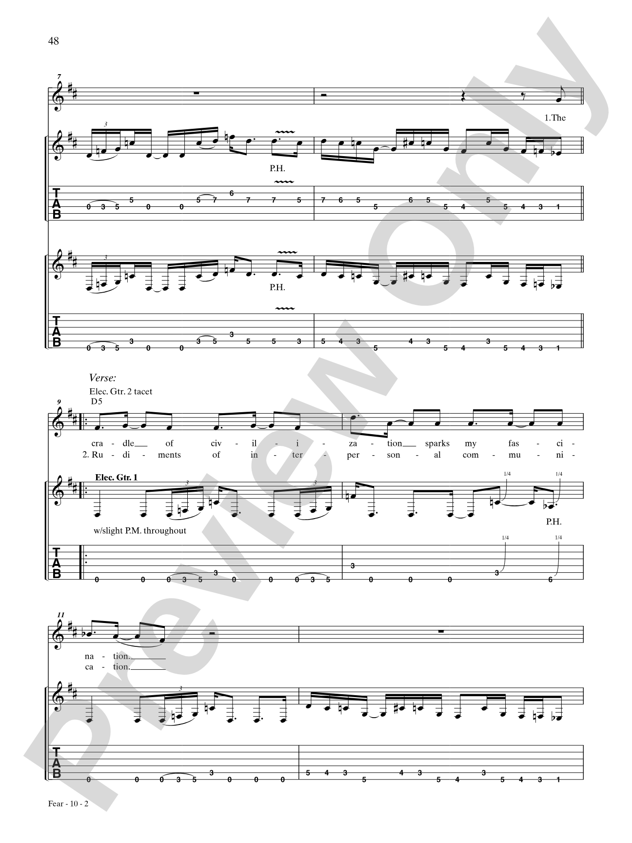 Fear: Authentic Guitar TAB