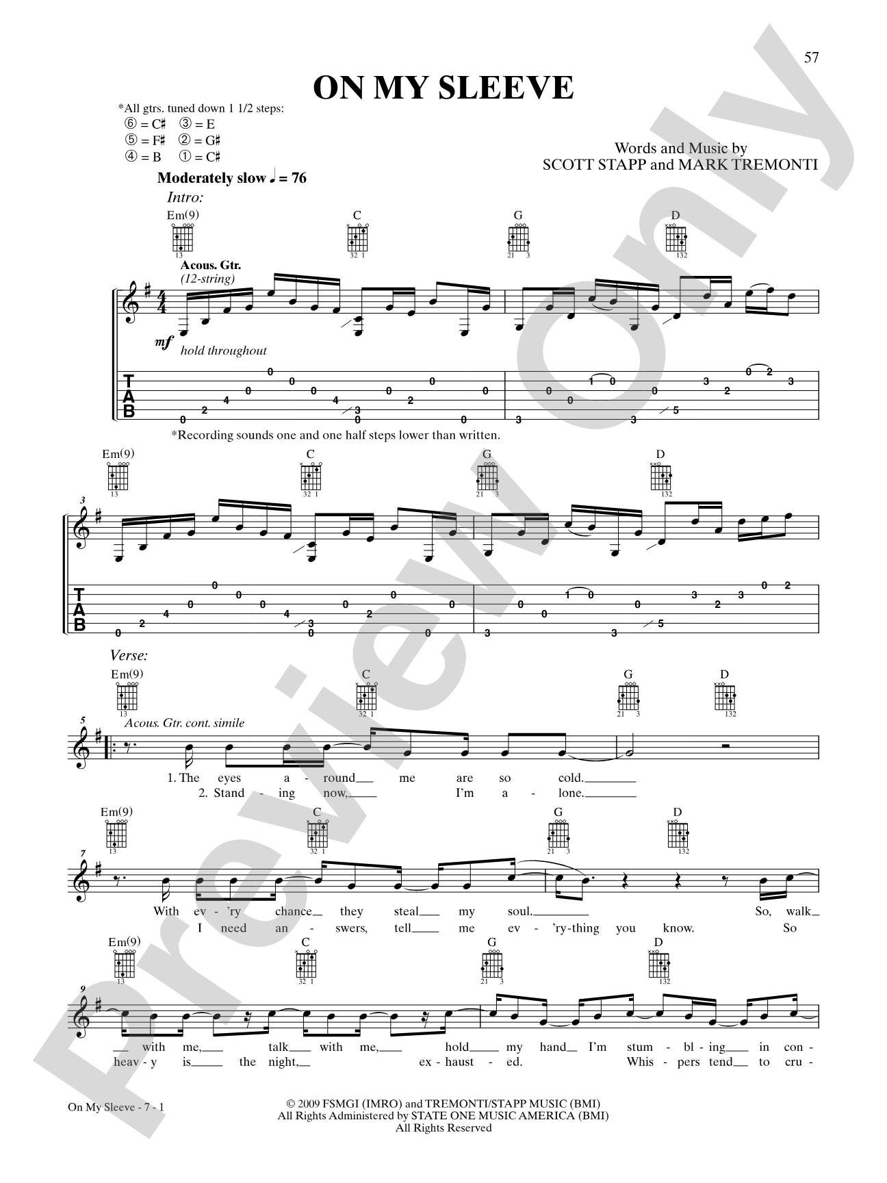 On My Sleeve: Authentic Guitar TAB