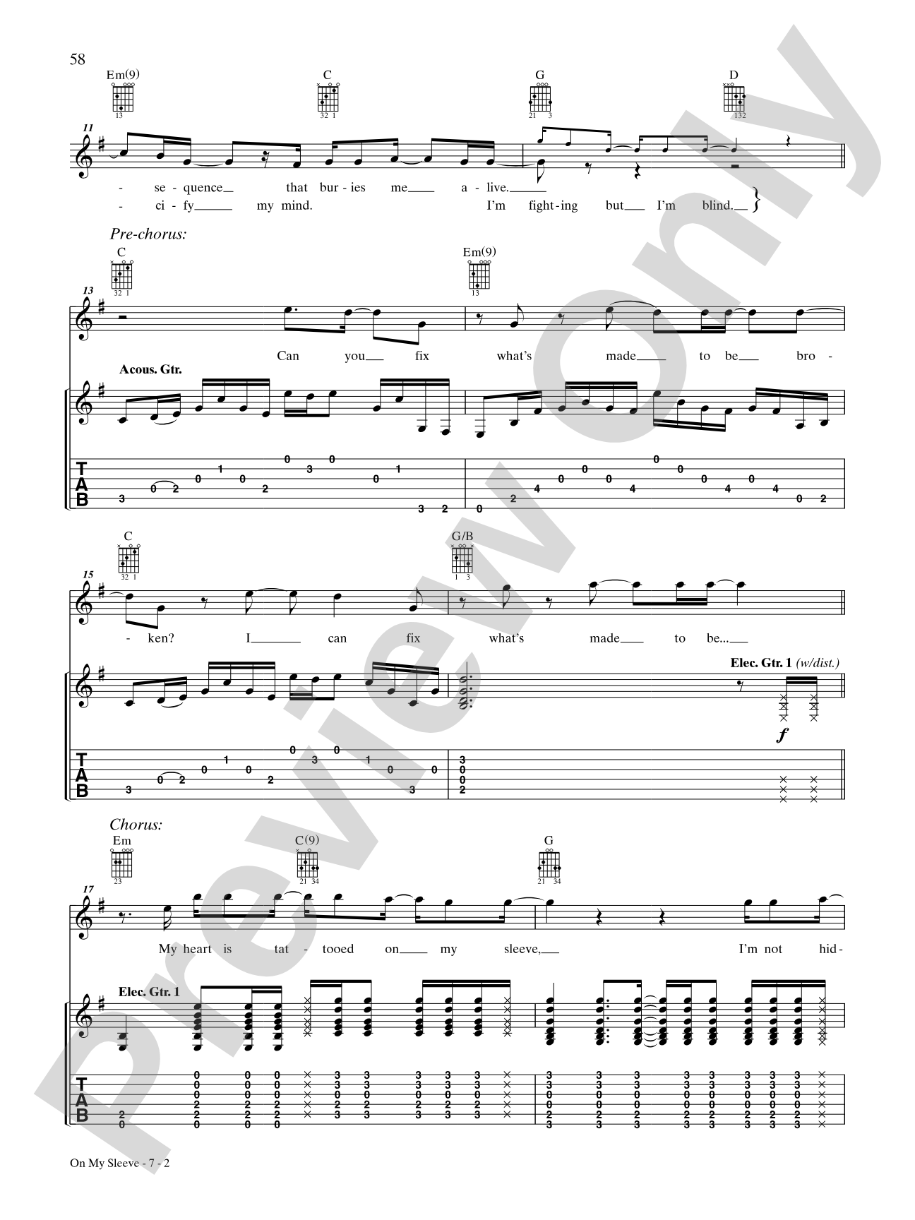 On My Sleeve: Authentic Guitar TAB