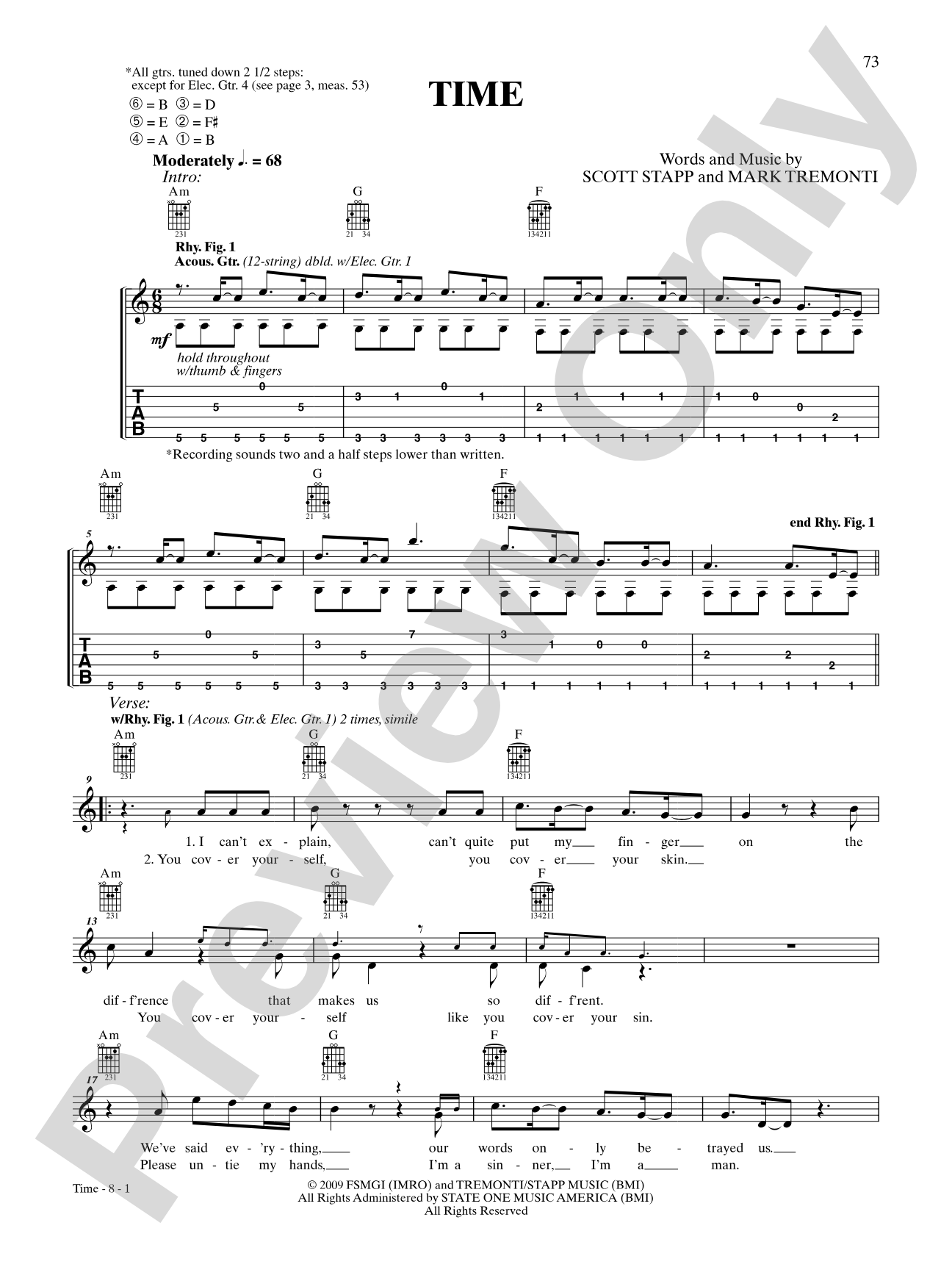 Time: Authentic Guitar TAB