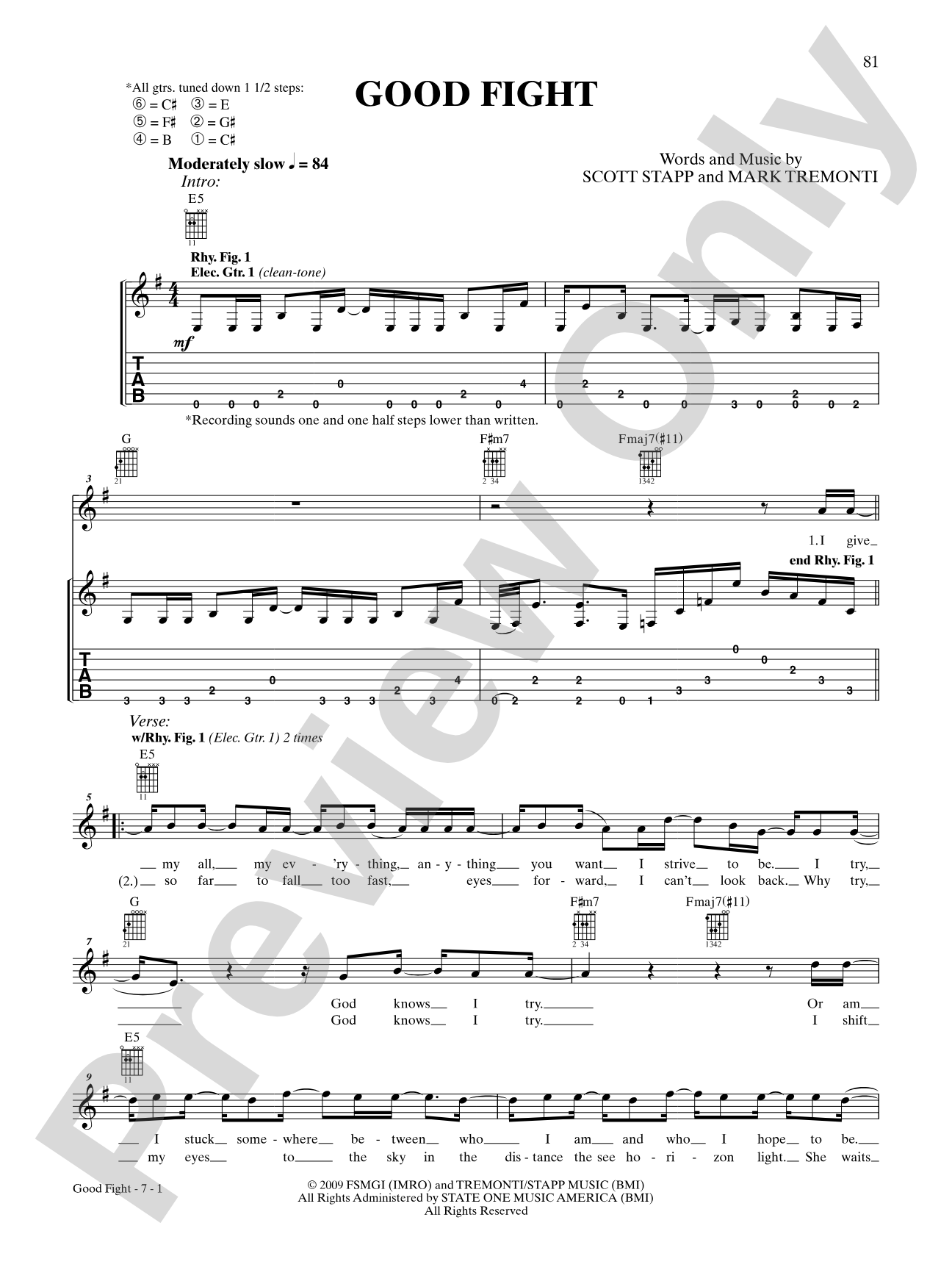 Good Fight: Authentic Guitar TAB