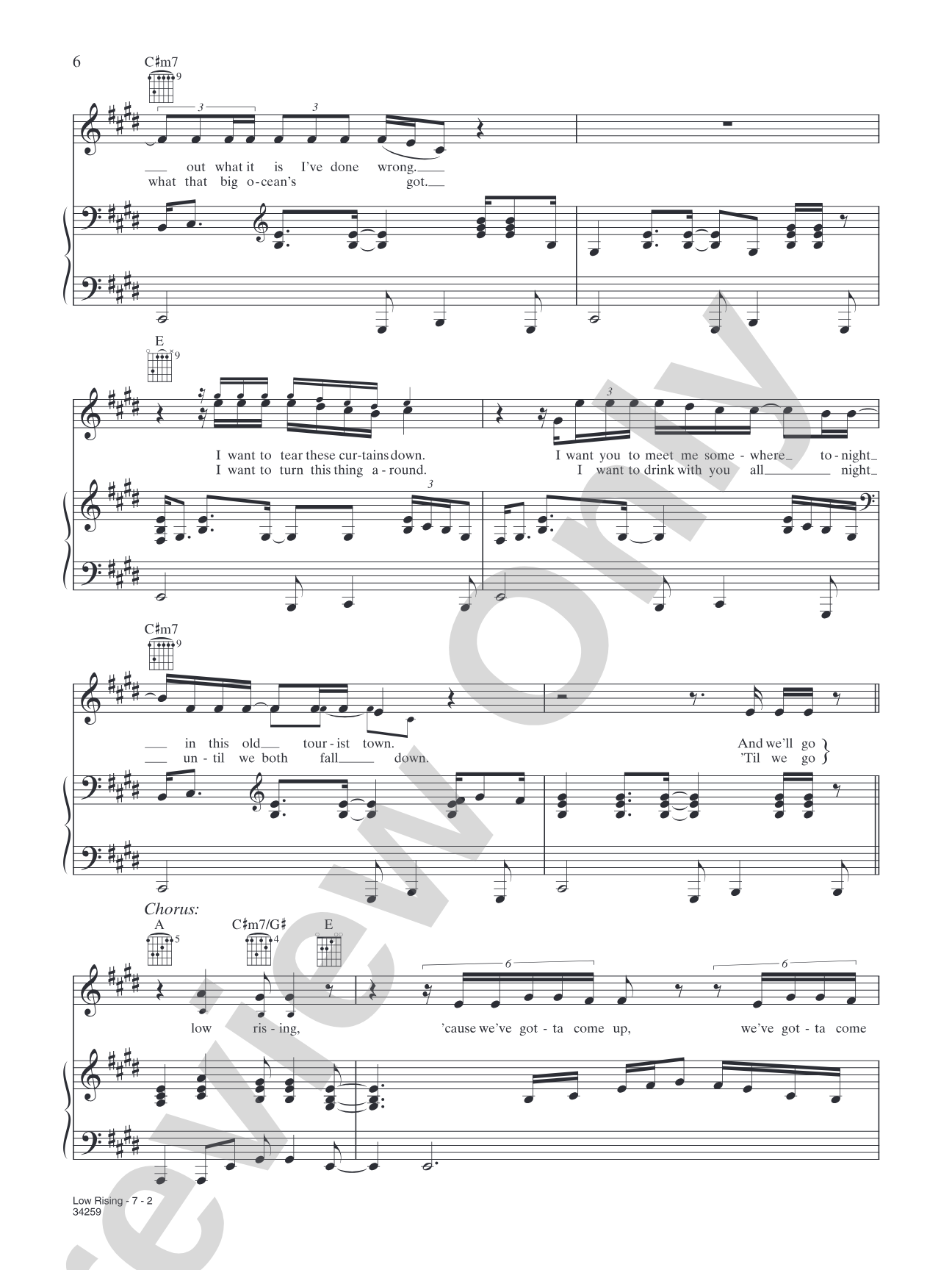 Low Rising: Piano/Vocal/Chords