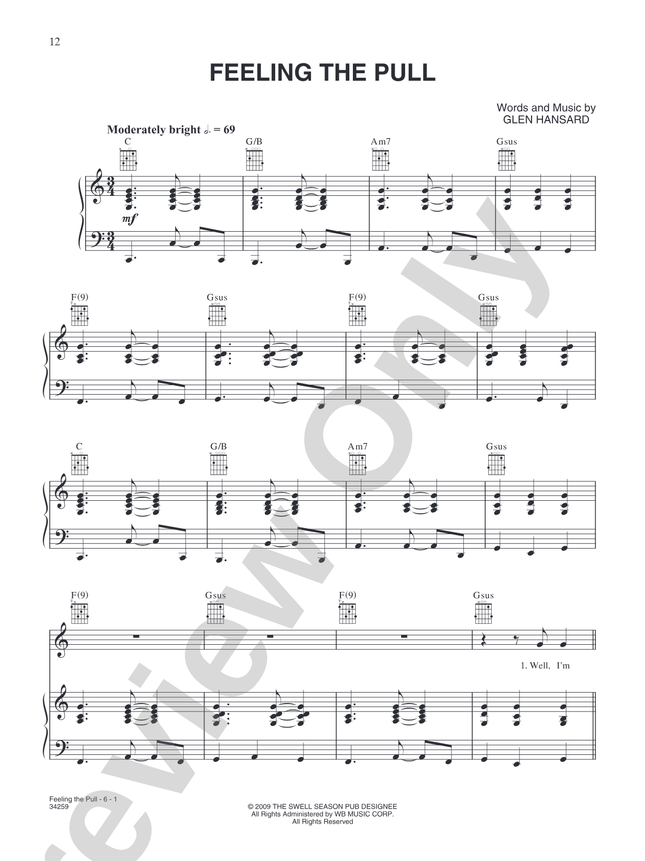 Feeling the Pull: Piano/Vocal/Chords